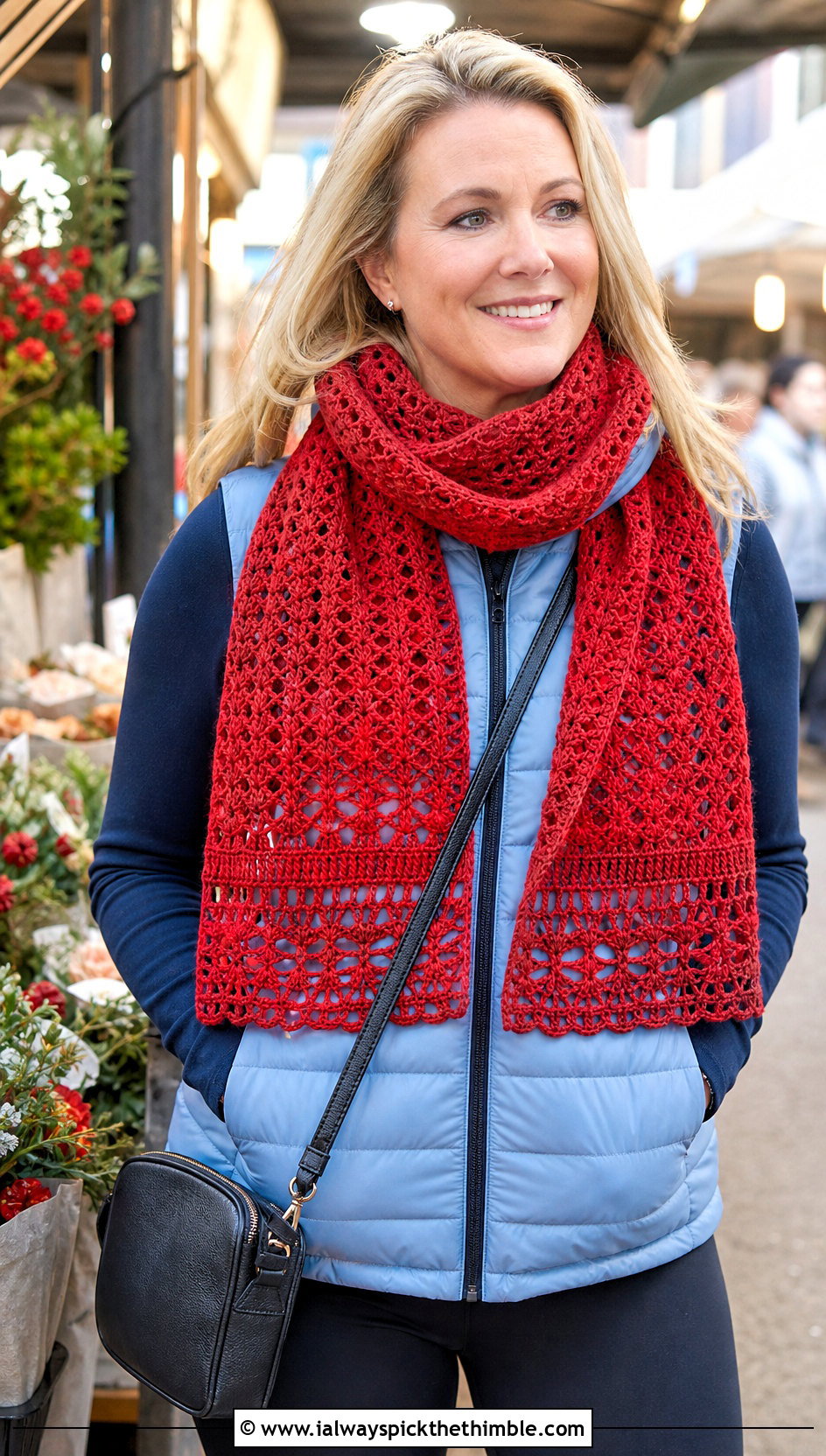 French Garden Filet Crochet Shawl With Puffer Vest And Leggings - 15 french garden filet crochet shawl outfit ideas