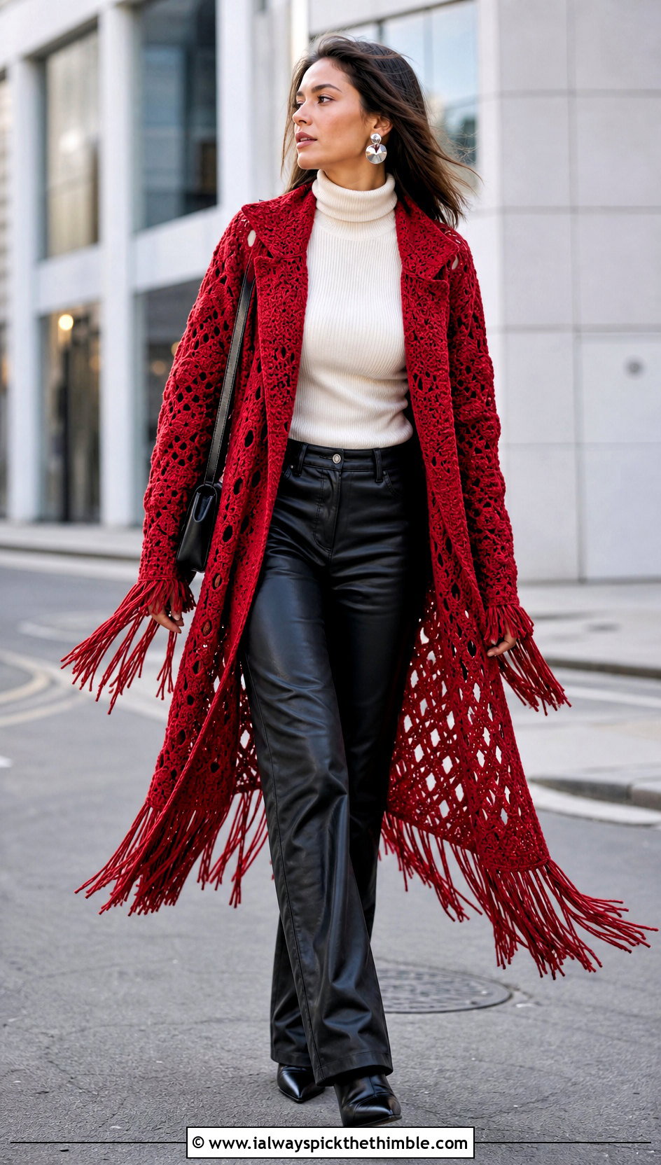 Fringe Crochet Coat With Leather Pants - 15 crochet coat size m outfit ideas