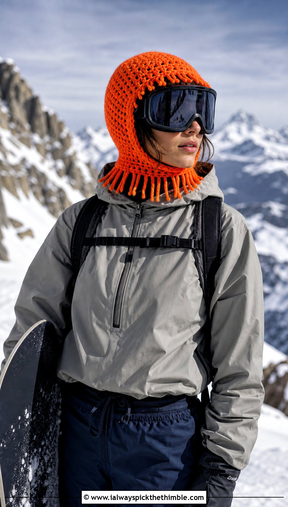 Fringe Crochet Ski Helmet Balaclava With Snowboard Outfit - 15 crochet ski helmet balaclava outfit ideas