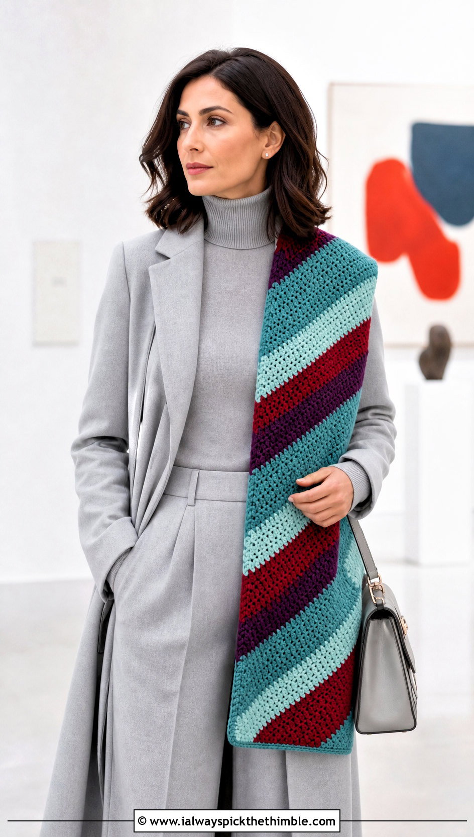 Fringe Free Tom Baker Scarf With Monochrome Outfit - 15 crochet tom baker scarf outfit ideas