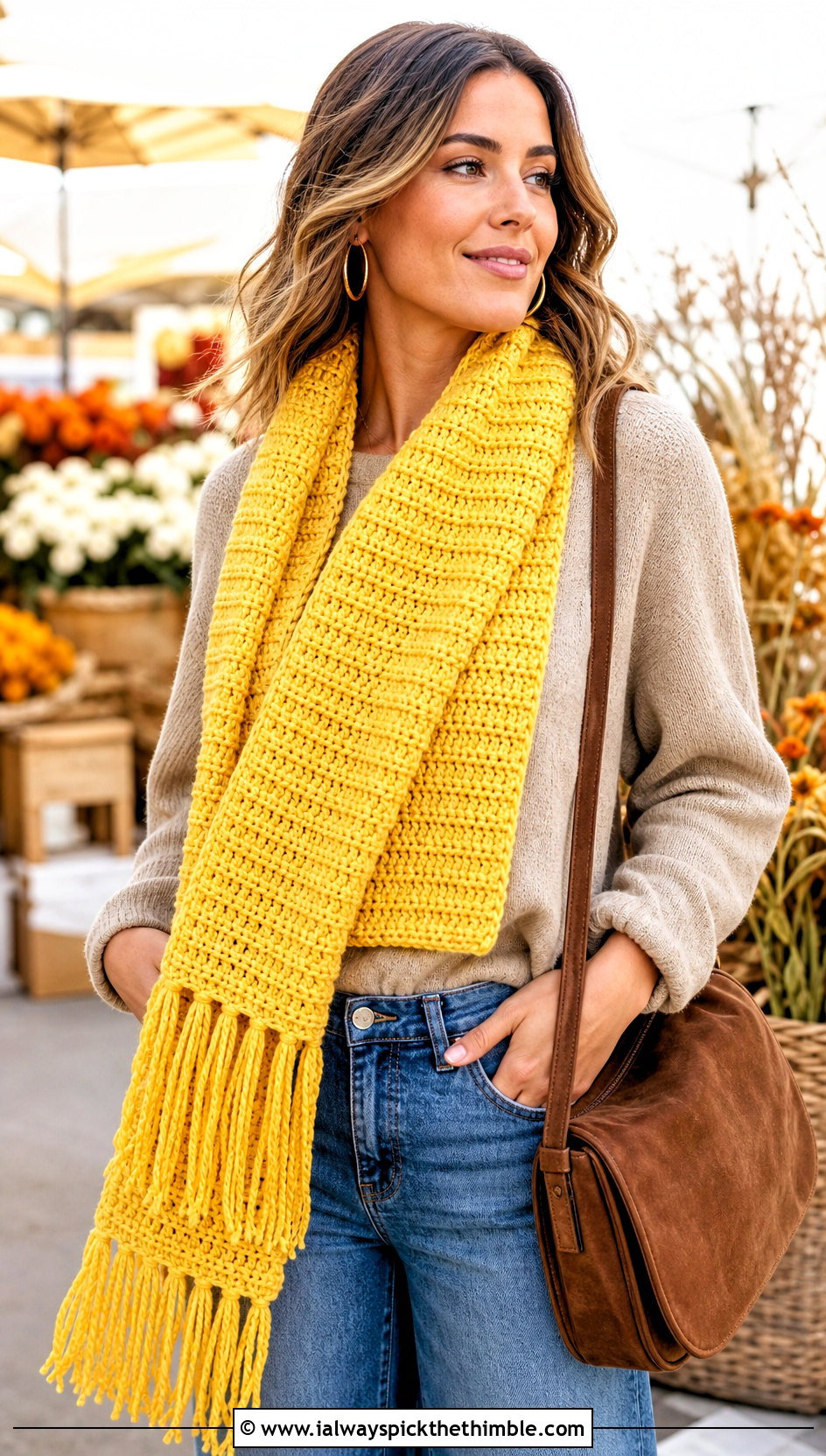 Fringe Hdc Crochet Scarf With Wide Leg Jeans - 20 Hdc Crochet Scarf outfit ideas
