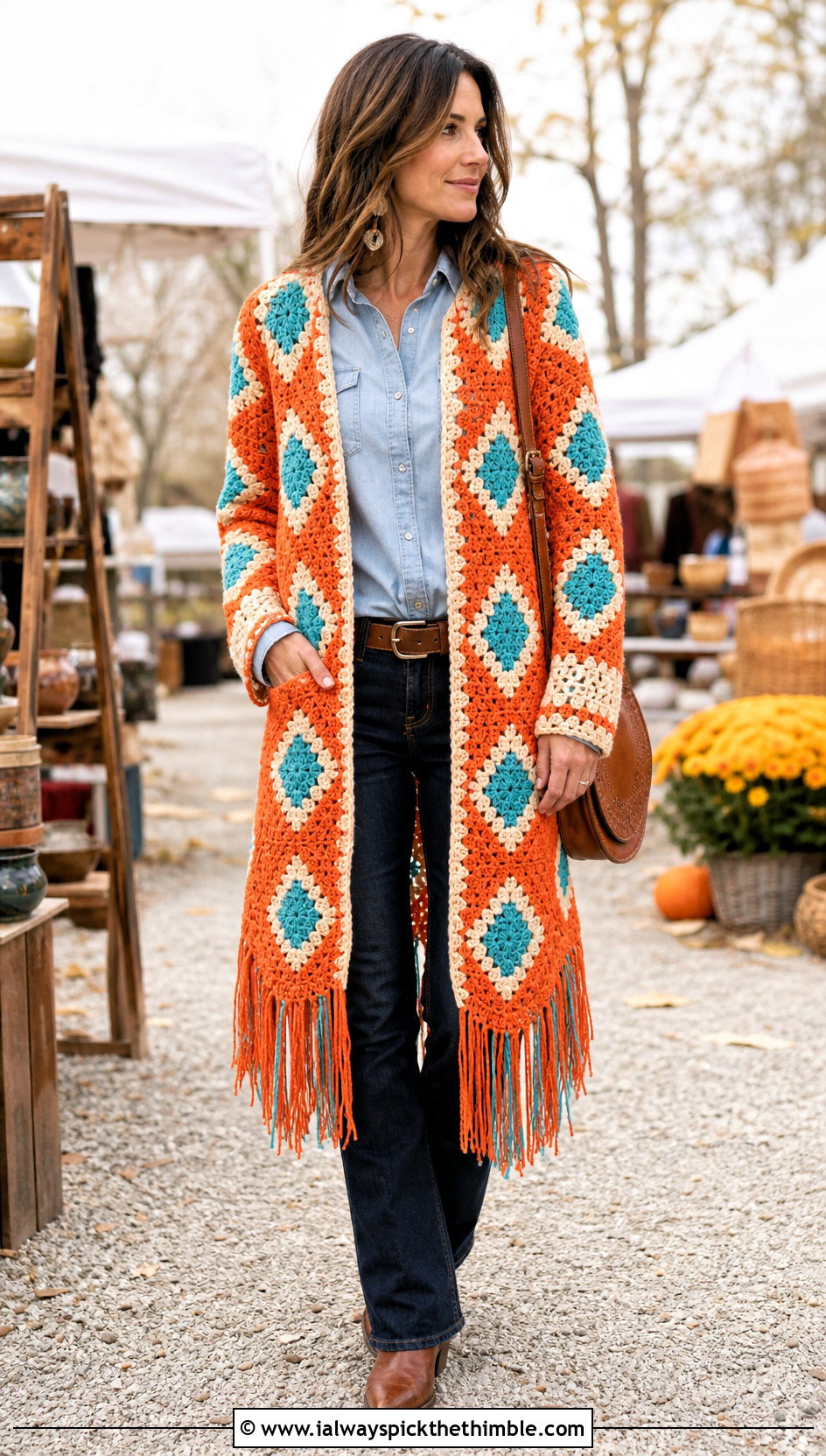 Fringe Howl Crochet Coat With Western Boots - 20 howl crochet coat outfit ideas