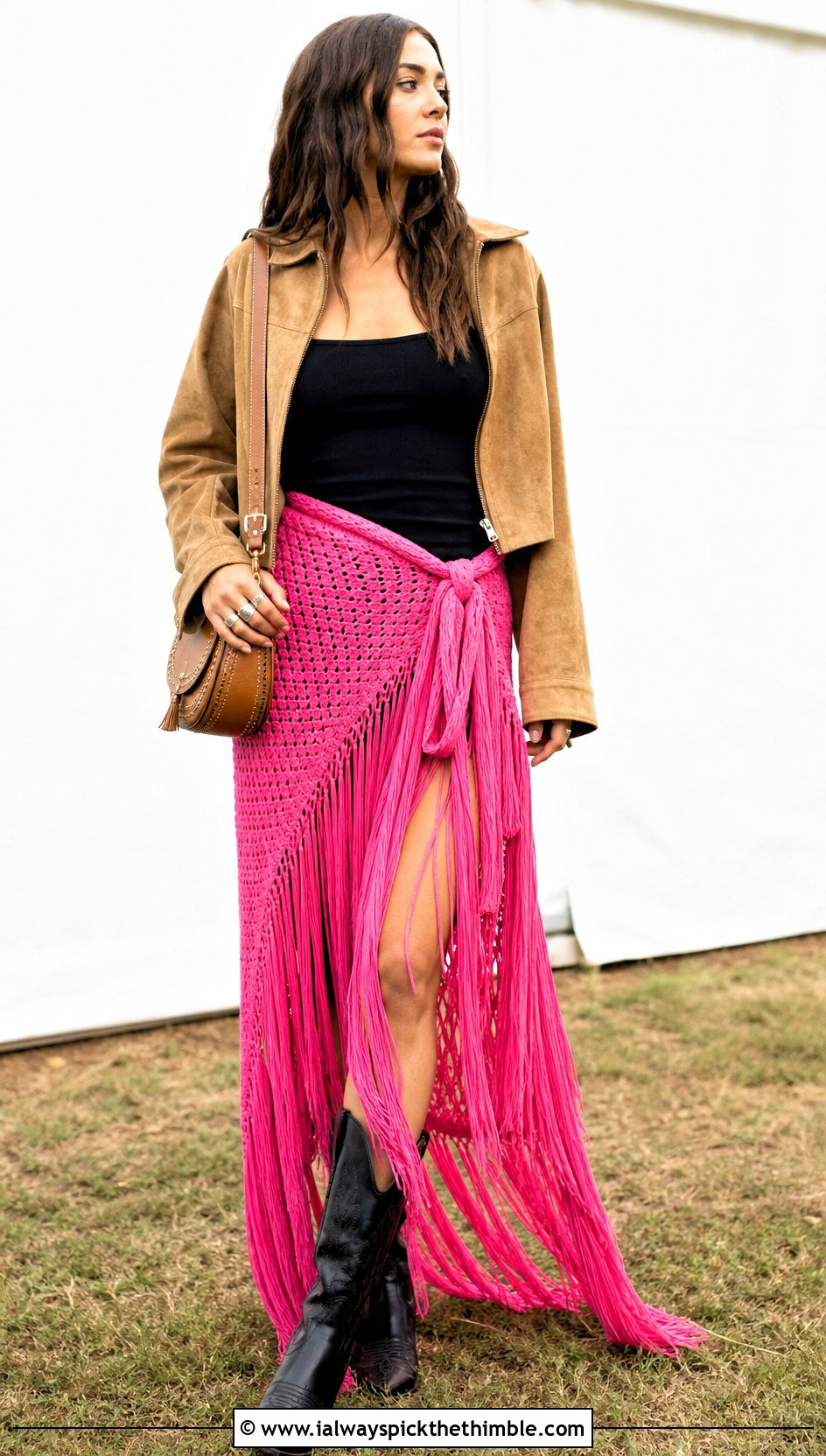 Fringe Maxi Crochet Wrap Skirt With Fitted Tank - 25 crochet wrap skirt outfit ideas