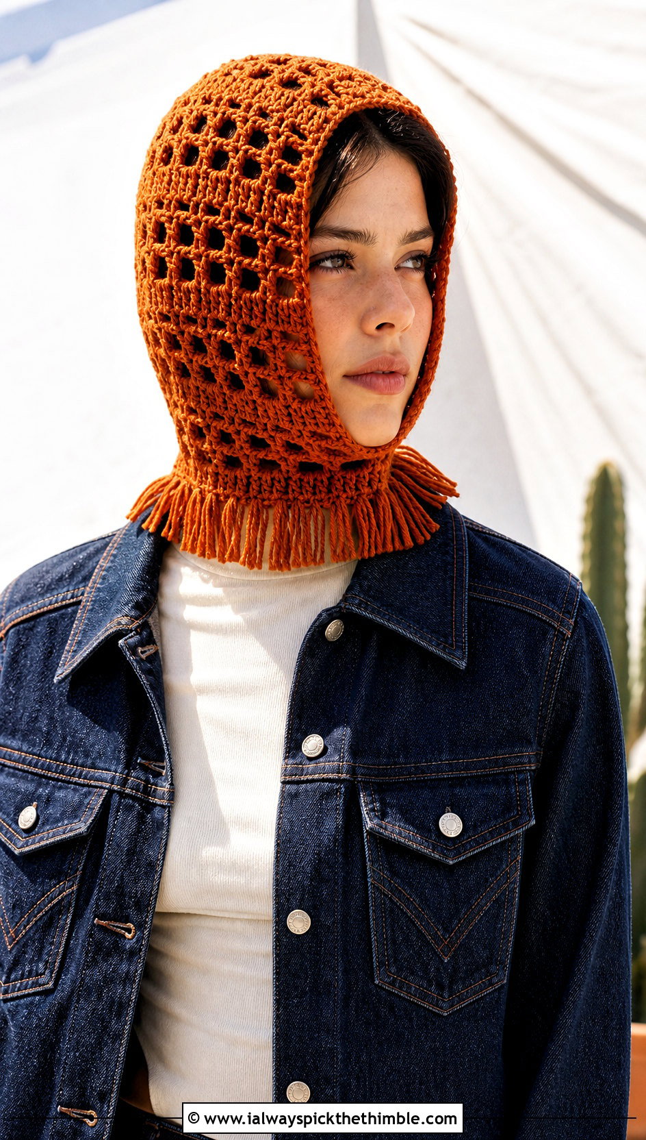 Fringed Crochet Balaclava With Western Jacket - 25 crochet balaclava outfit ideas