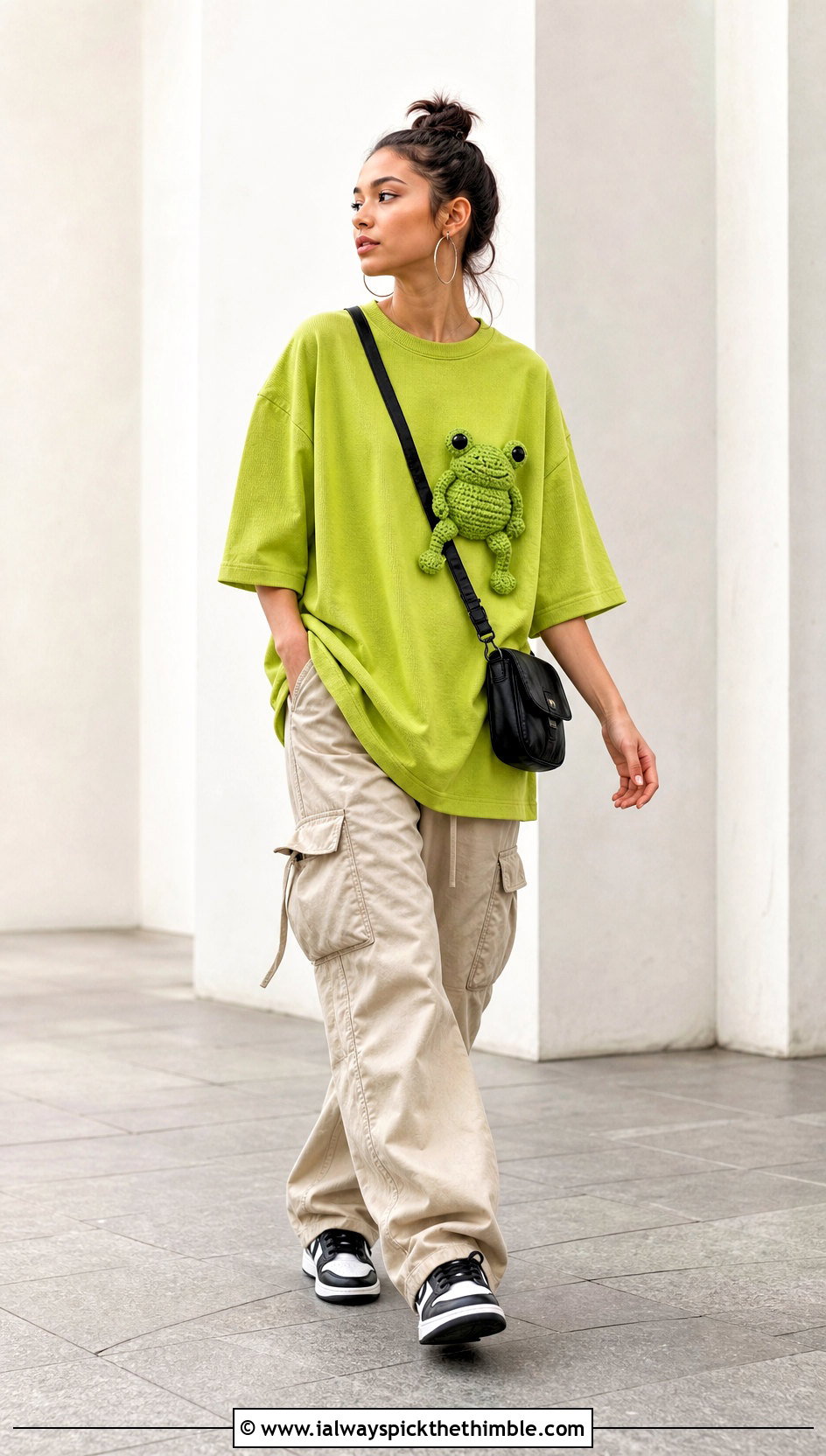 Frog Amigurumi Oversized Shirt With Cargo Pants - 20 Amigurumi Shirt outfit ideas