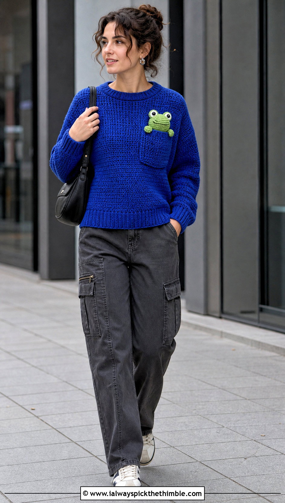 Frog Pocket Amigurumi Sweater With Cargo Pants - 20 amigurumi sweater outfit ideas