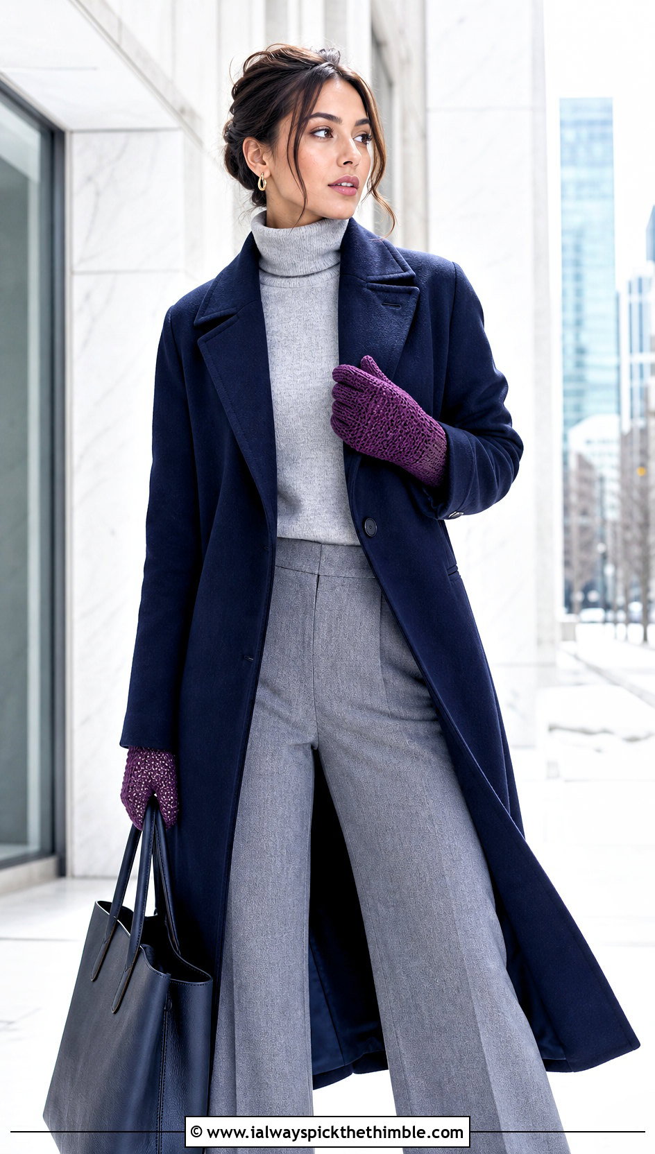 Full Finger Crochet Gloves With Wool Coat - 25 crochet hand gloves outfit ideas