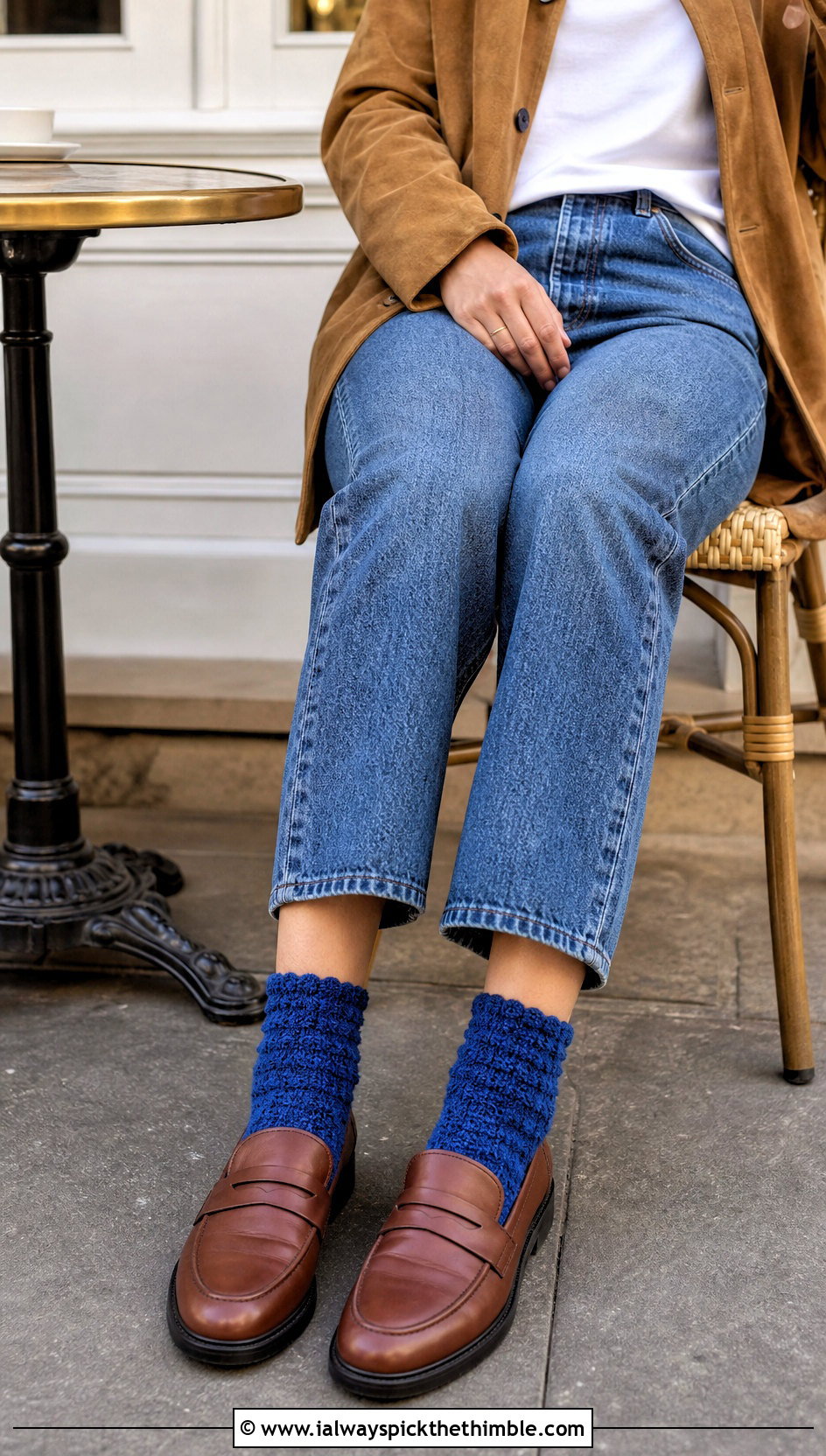 Fuzzy Crochet Ankle Socks With Straight Leg Jeans - 20 Fuzzy Crochet Sock outfit ideas