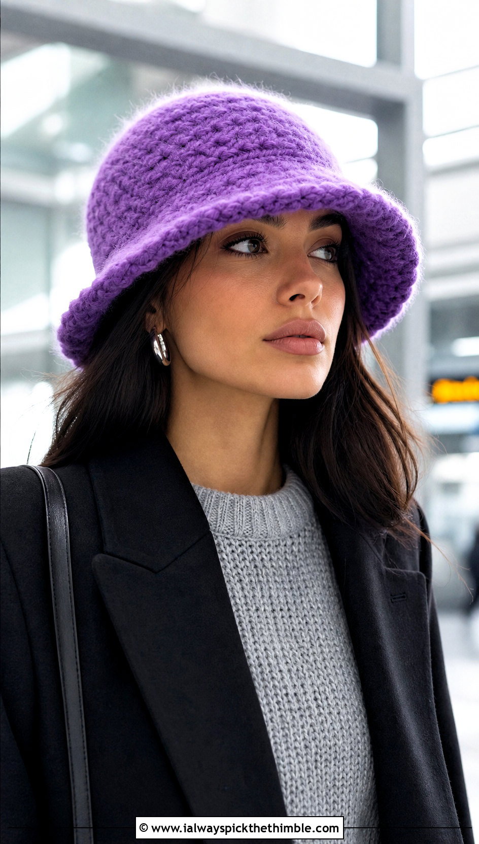 Fuzzy Crochet Bucket Hat With Knit Set - 15 diy crochet winter hat outfit ideas