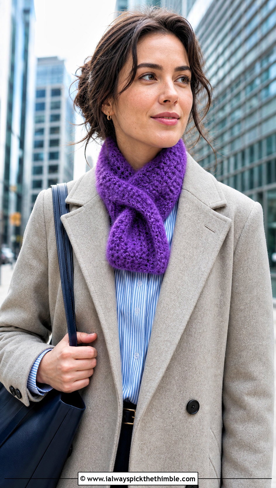 Fuzzy Keyhole Crochet Scarf With Trench Coat - 20 Fuzzy Crochet Scarf outfit ideas