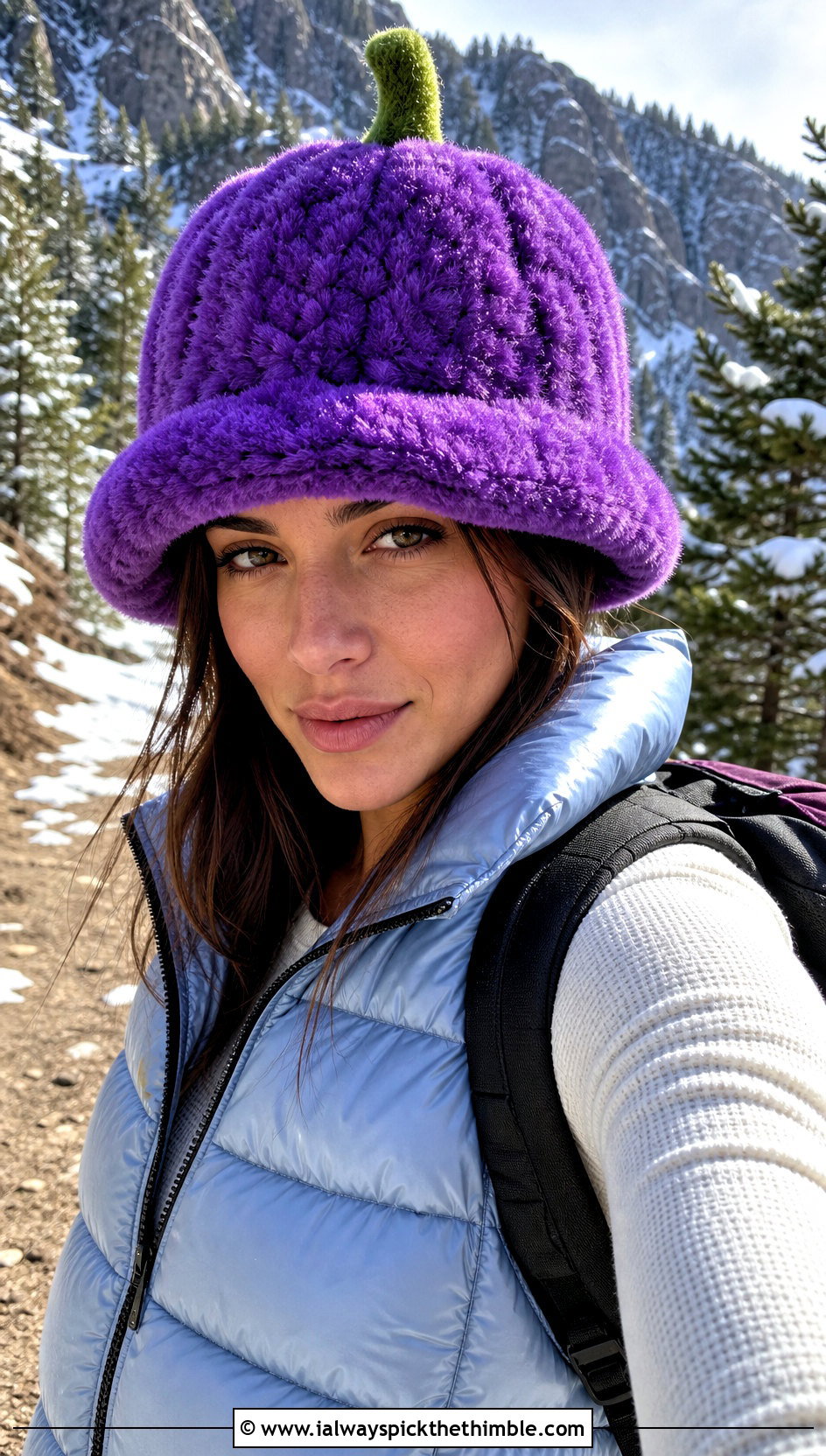Fuzzy Pumpkin Bucket Hat With Puffer Vest - 20 crochet pumpkin bucket hat outfit ideas