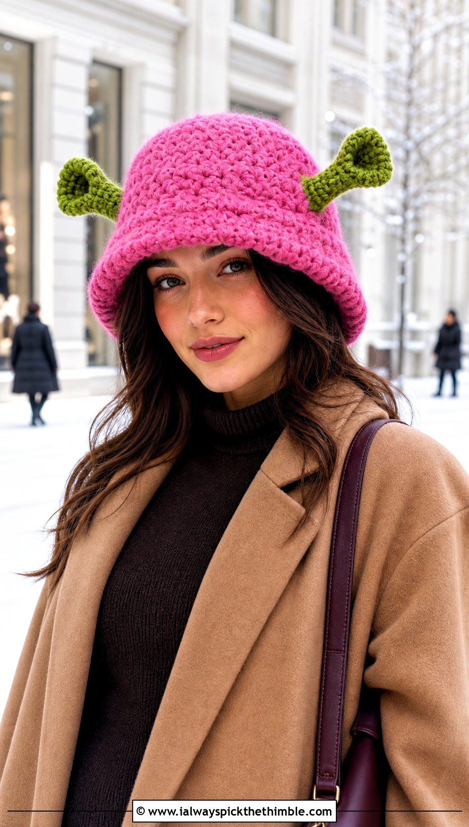 Fuzzy Shrek Crochet Bucket Hat With Long Coat - 20 shrek crochet bucket hat outfit ideas