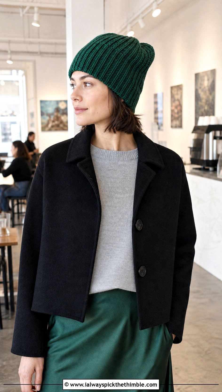 Gathered Crown Crochet Ribbed Beanie With Satin Skirt - 20 easy crochet ribbed beanie outfit ideas