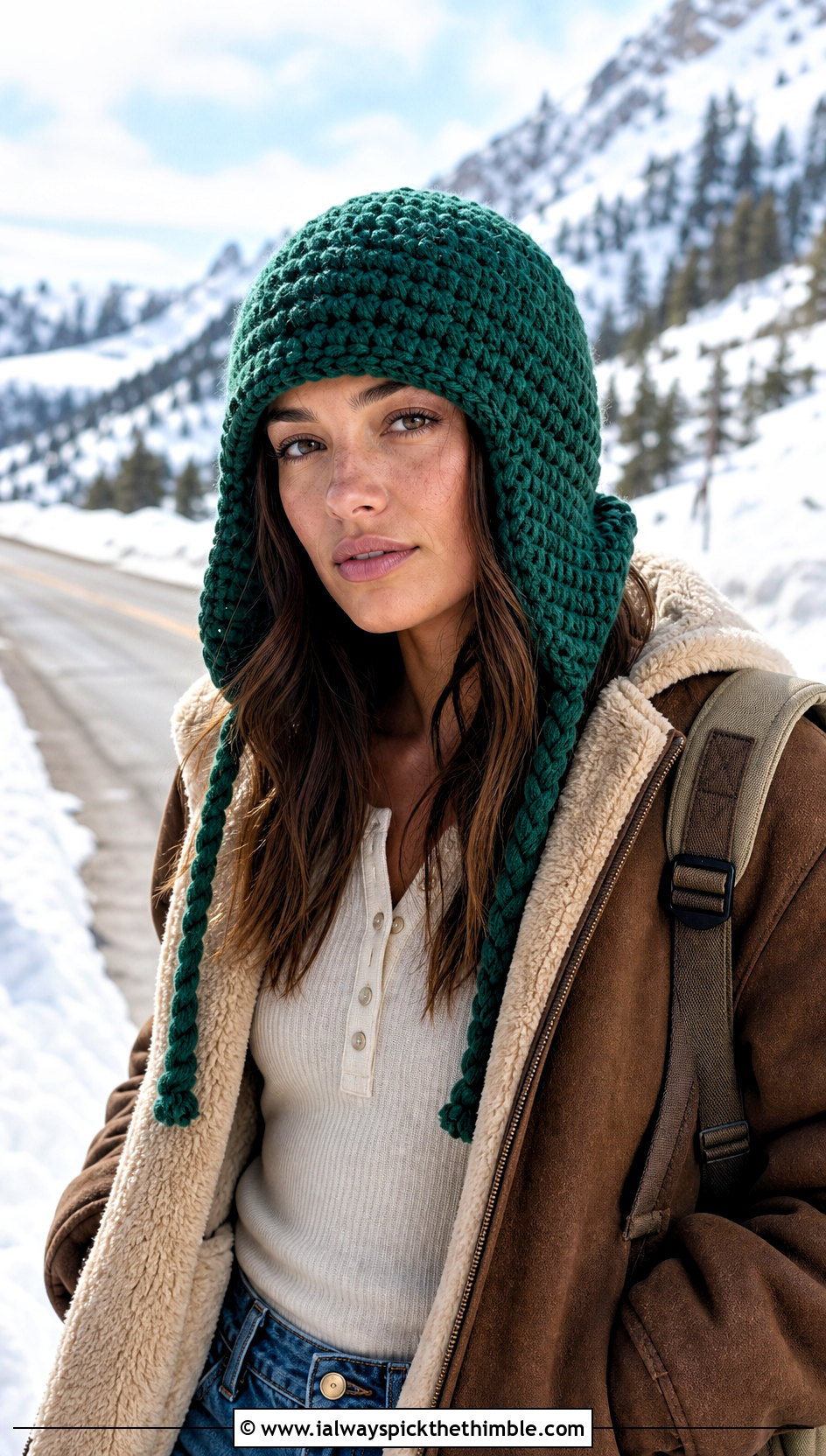 Genya Trapper Hat With Shearling Jacket and Carpenter Jeans - 20 Demon Slayer Crochet Hat outfit ideas