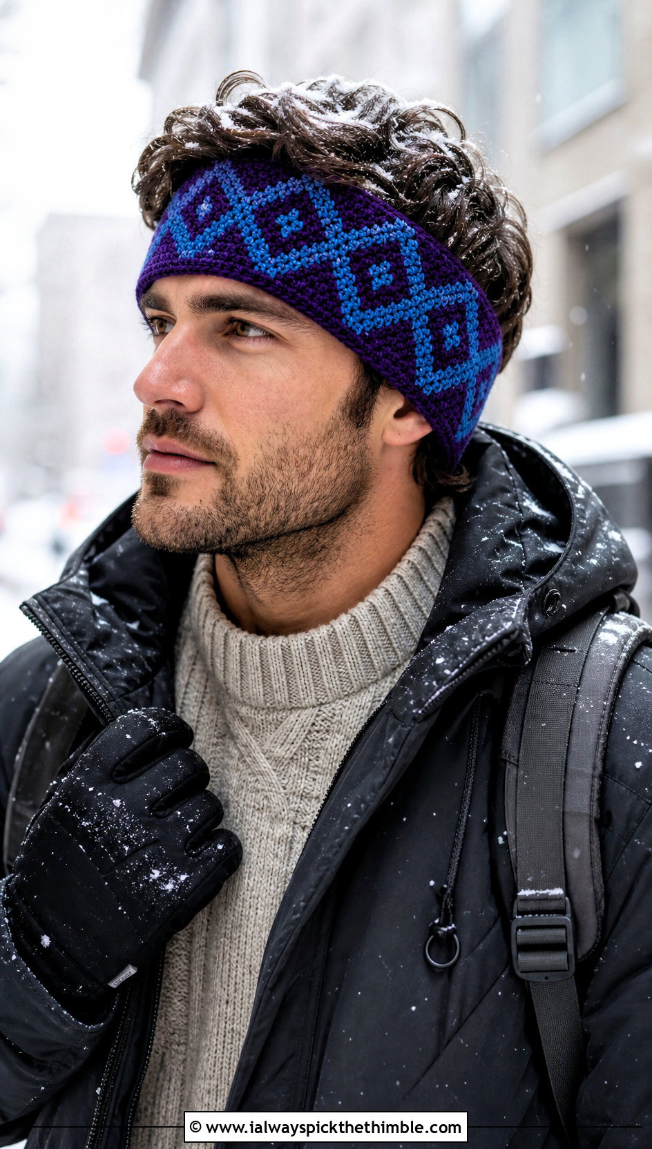 Geometric Crochet Mens Ear Warmer With Parka - 20 Crochet Mens Ear Warmer outfit ideas