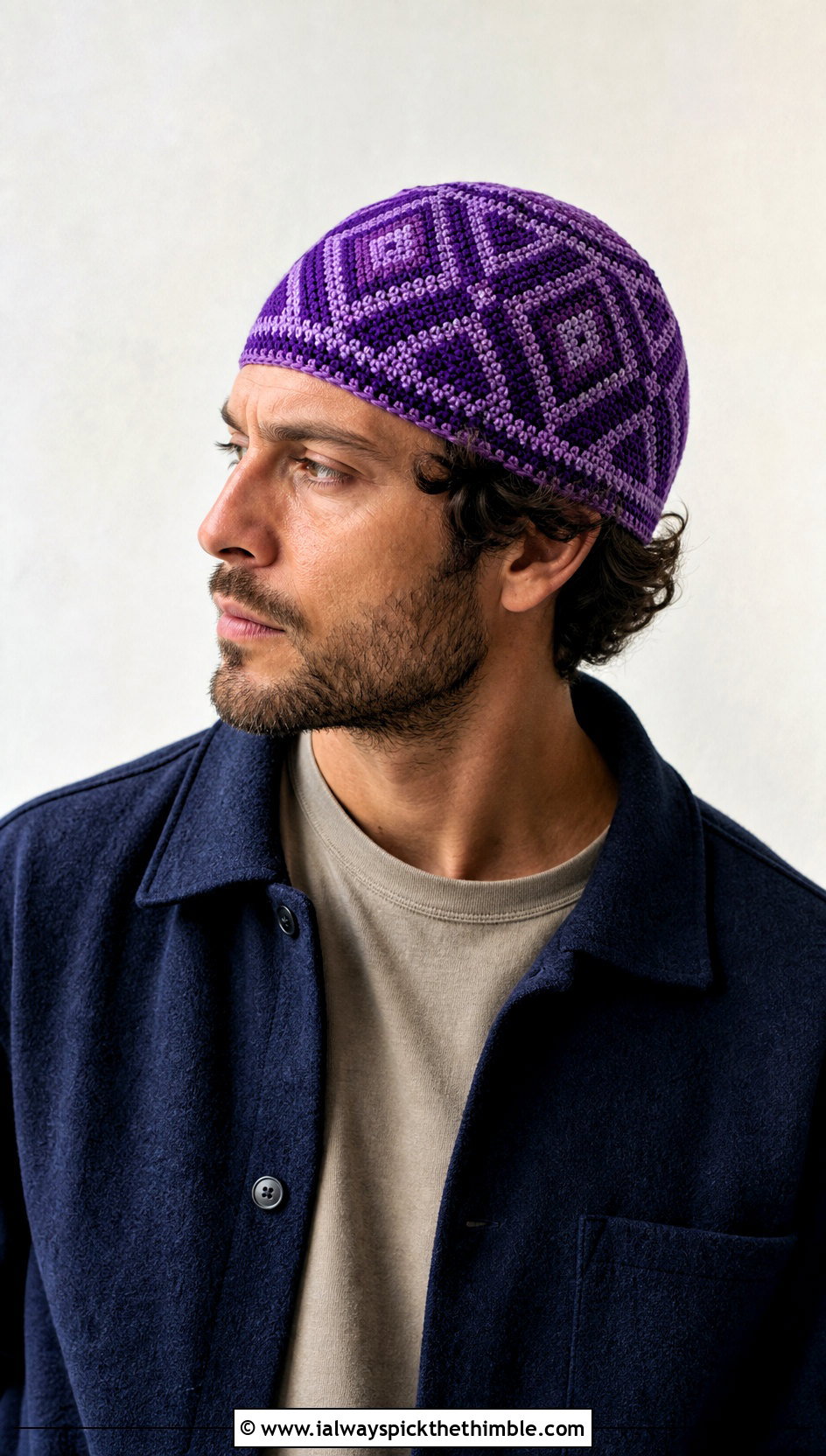 Geometric Crochet Skull Cap With Overshirt - 20 Crochet Skull Cap For Men outfit ideas