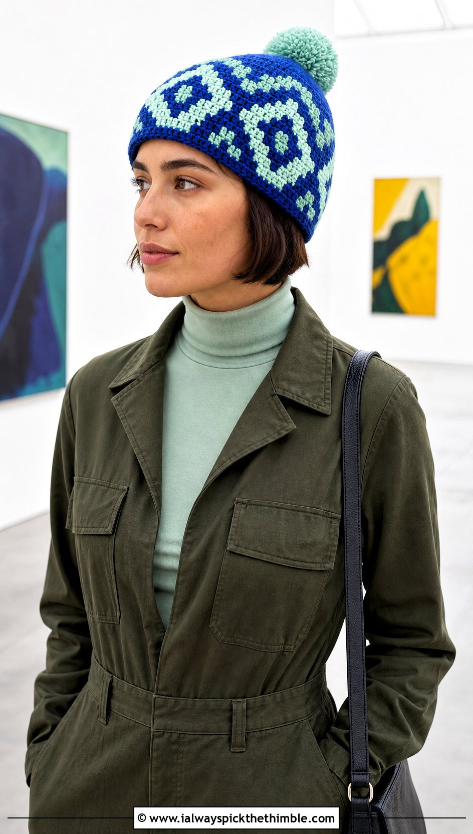 Geometric Fair Isle Hat With Jumpsuit And Ankle Boots - 20 Crochet Fair Isle Hat outfit ideas