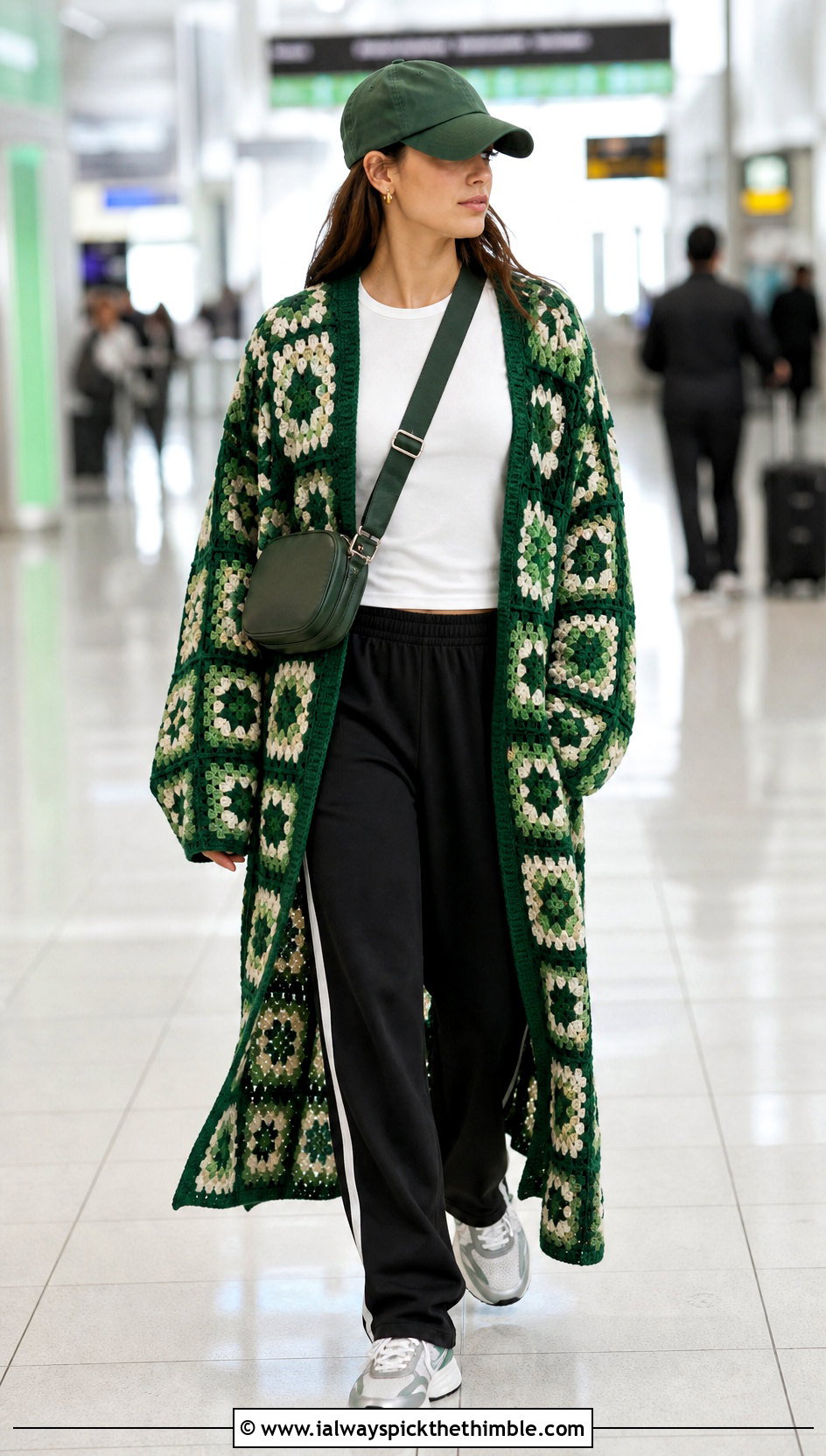 Geometric Granny Square Robe With Track Pants - 20 granny square robe outfit ideas