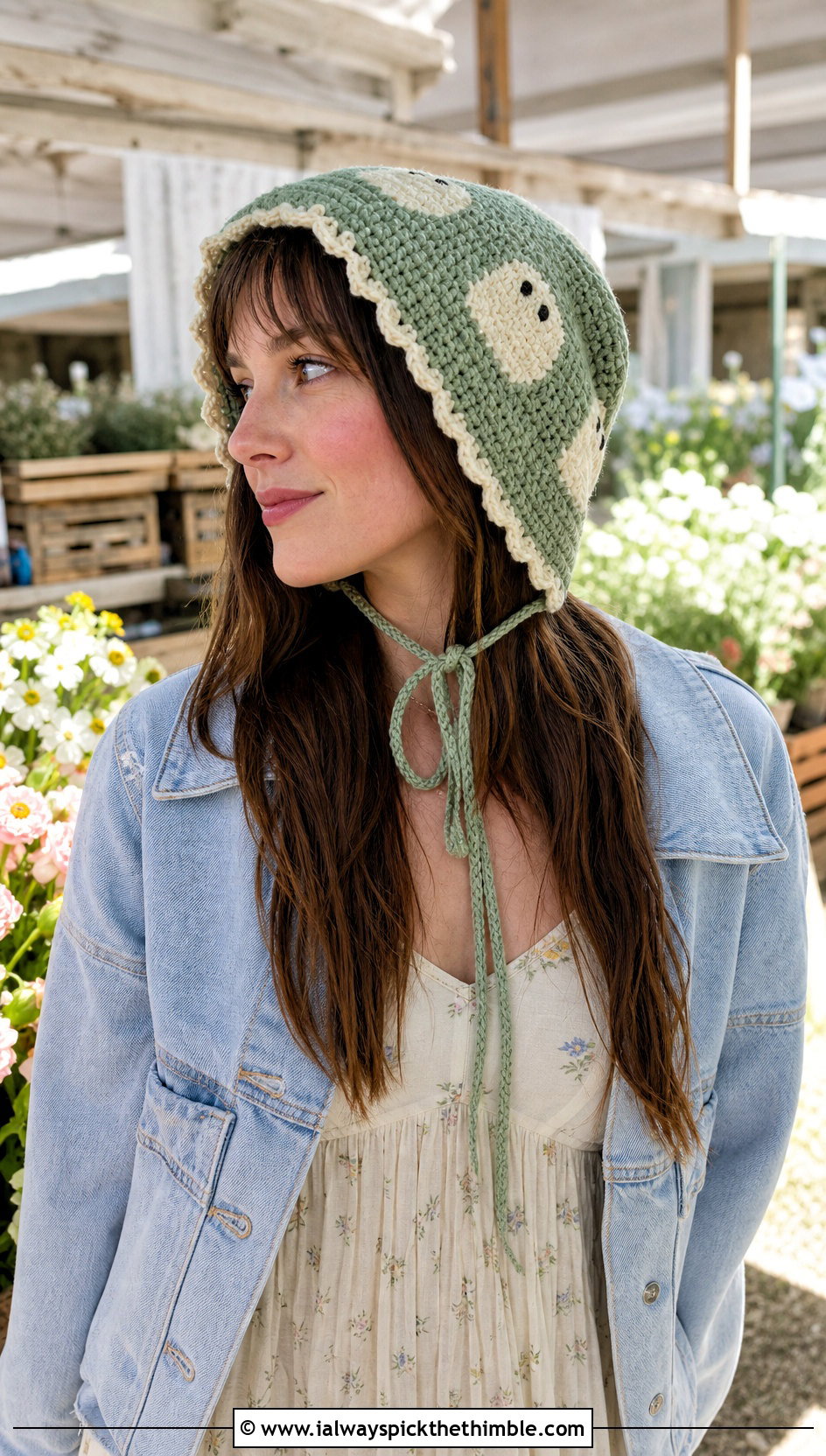 Ghost Crochet Bonnet With Prairie Dress - 20 Ghost Crochet Hat outfit ideas