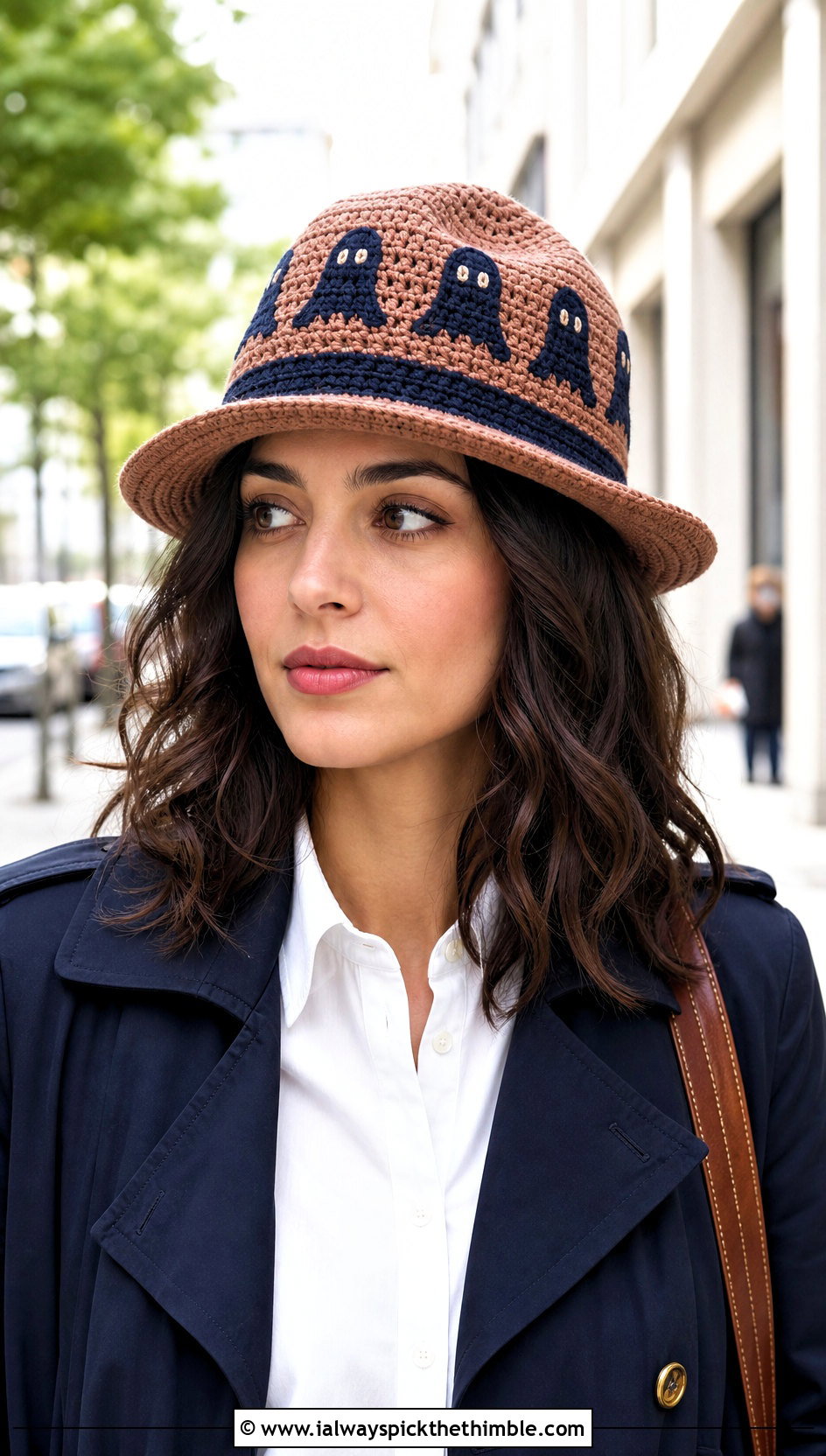 Ghost Crochet Fedora With Trench Coat - 20 Ghost Crochet Hat outfit ideas
