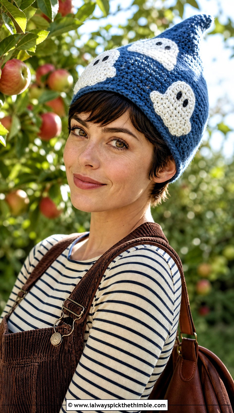 Ghost Crochet Pixie Hat With Corduroy Overalls - 20 Ghost Crochet Hat outfit ideas