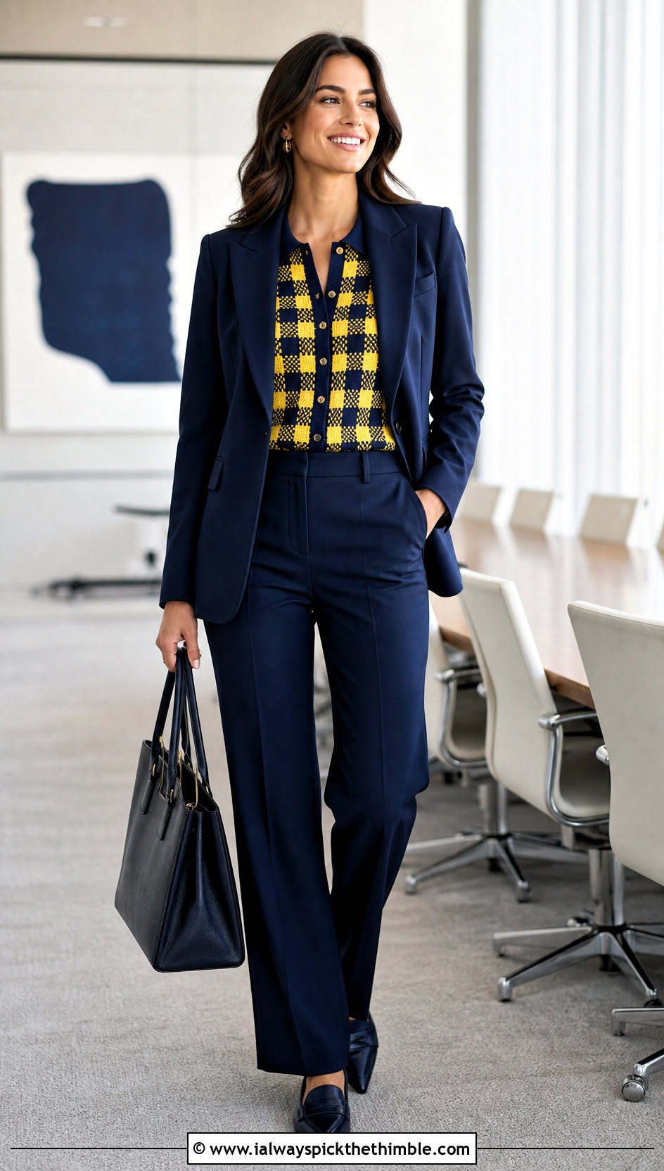 Gingham Crochet Button Front Top With Pantsuit - 20 gingham crochet top outfit ideas