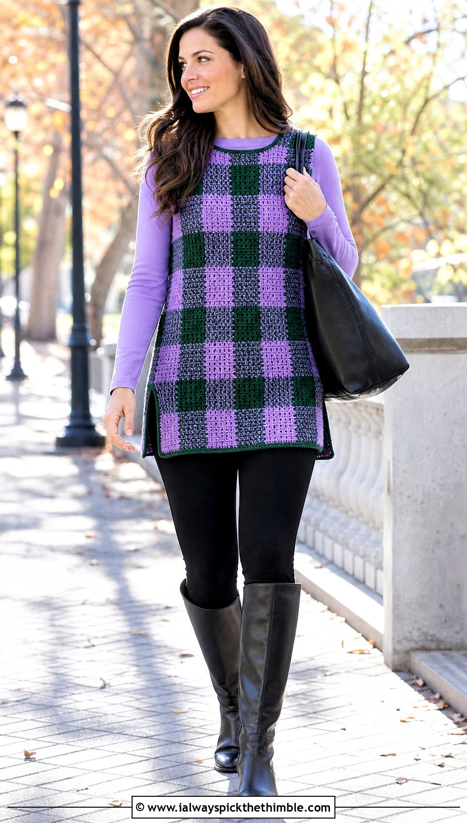 Gingham Crochet Tunic Top With Leggings And Boots - 20 gingham crochet top outfit ideas