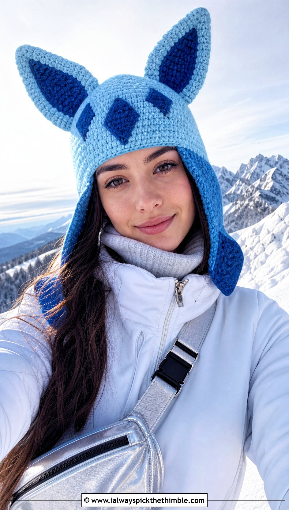 Glaceon Ear Beanie With Ski Jacket - 20 crochet pokemon beanie outfit ideas