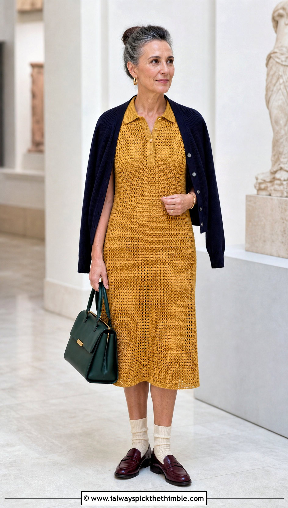 Gold Crochet Polo Dress With Loafers - 25 Gold Crochet Dress outfit ideas