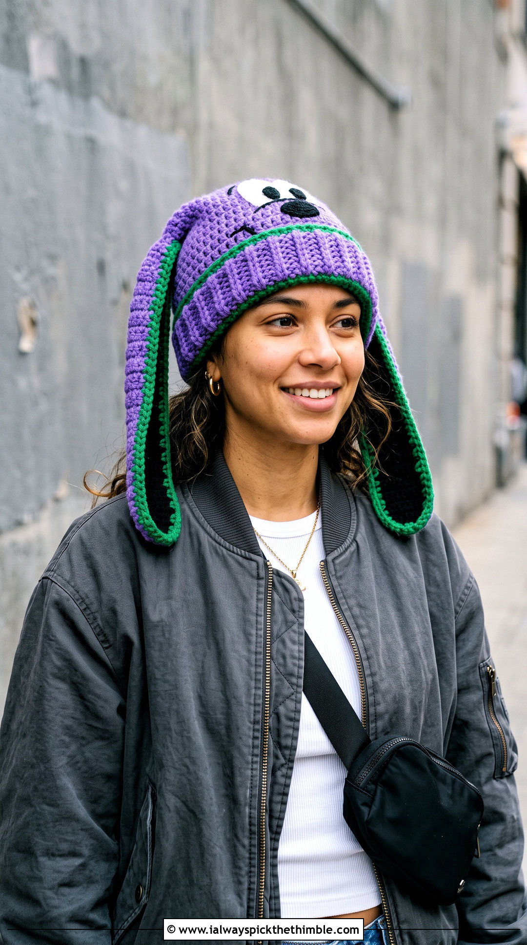 Goofy Slouchy Beanie With Oversized Streetwear - 20 disney crochet hat outfit ideas