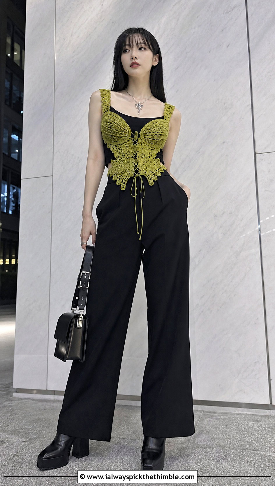 Gothic Crochet Corset Top With Wide Leg Trousers - 20 gothic crochet clothes and outfit ideas