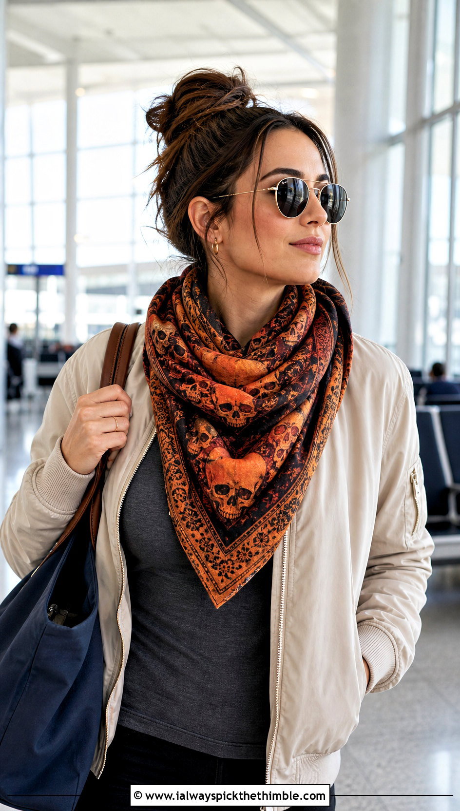 Gradient Lost Souls Triangle Scarf With Airport Outfit - 25 crochet lost souls shawl outfit ideas