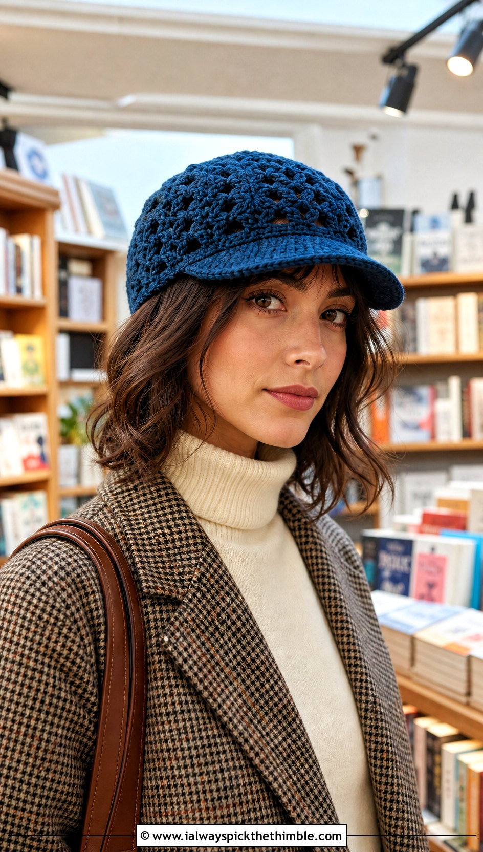 Granny Crochet Newsboy Cap With Tweed Jacket - 20 Granny Crochet Hat outfit ideas