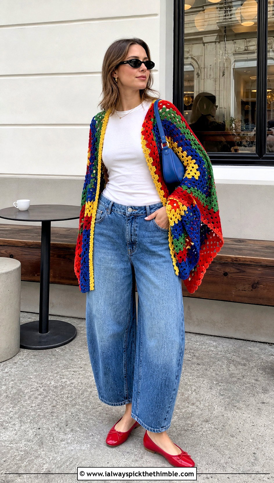 Granny Spider Web Crochet Poncho With Barrel Jeans - 20 Spider Web Crochet Poncho outfit ideas
