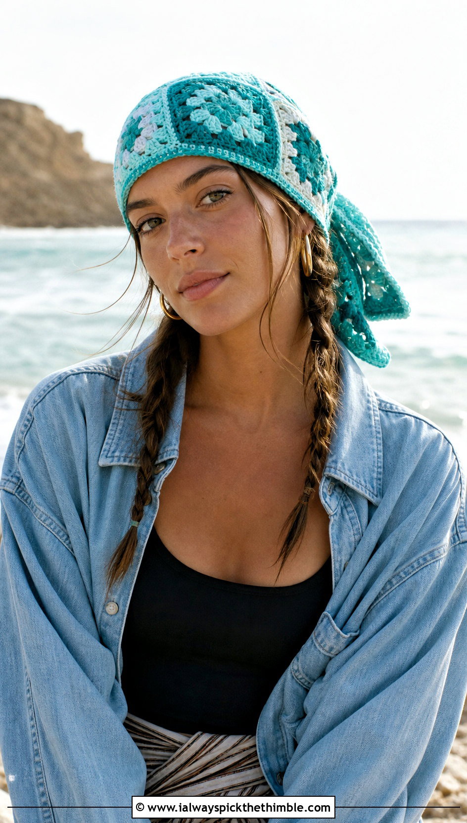 Granny Square Bandana Pirate Costume With Denim Shirt - 20 crochet pirate costume outfit ideas