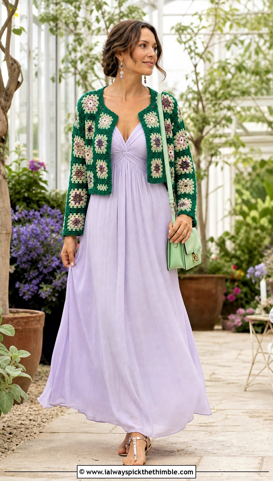 Granny Square Bolero Sweater With Maxi Dress - 20 Granny Squares Sweater outfit ideas