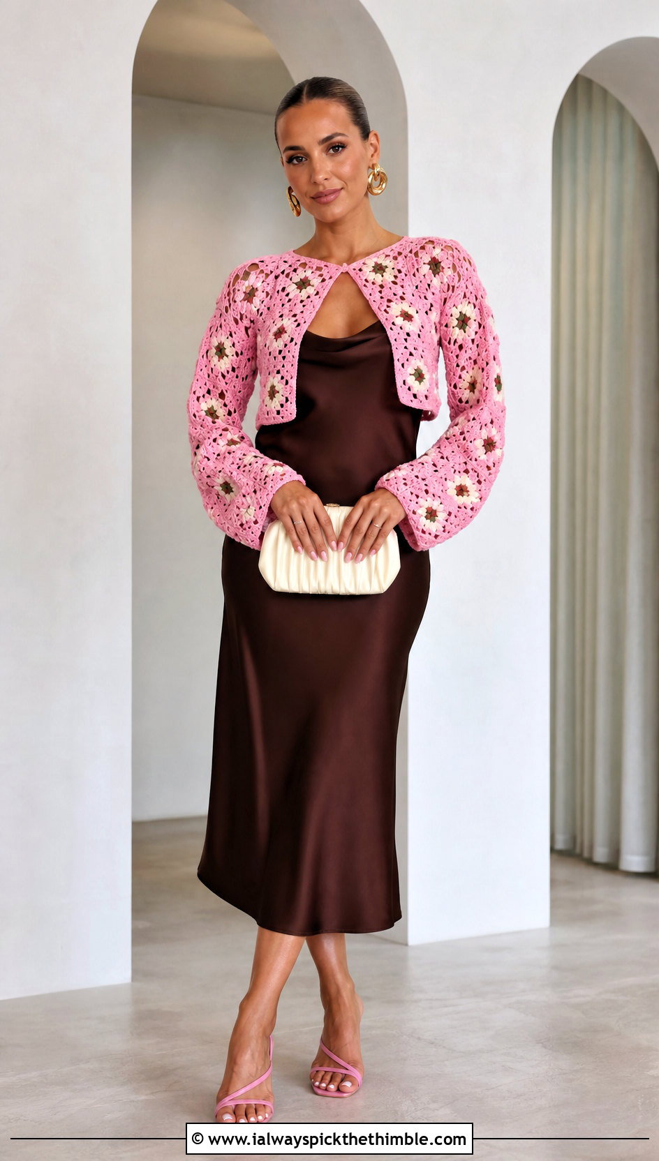Granny Square Bolero With Slip Dress - 20 crochet granny square clothing and outfit ideas