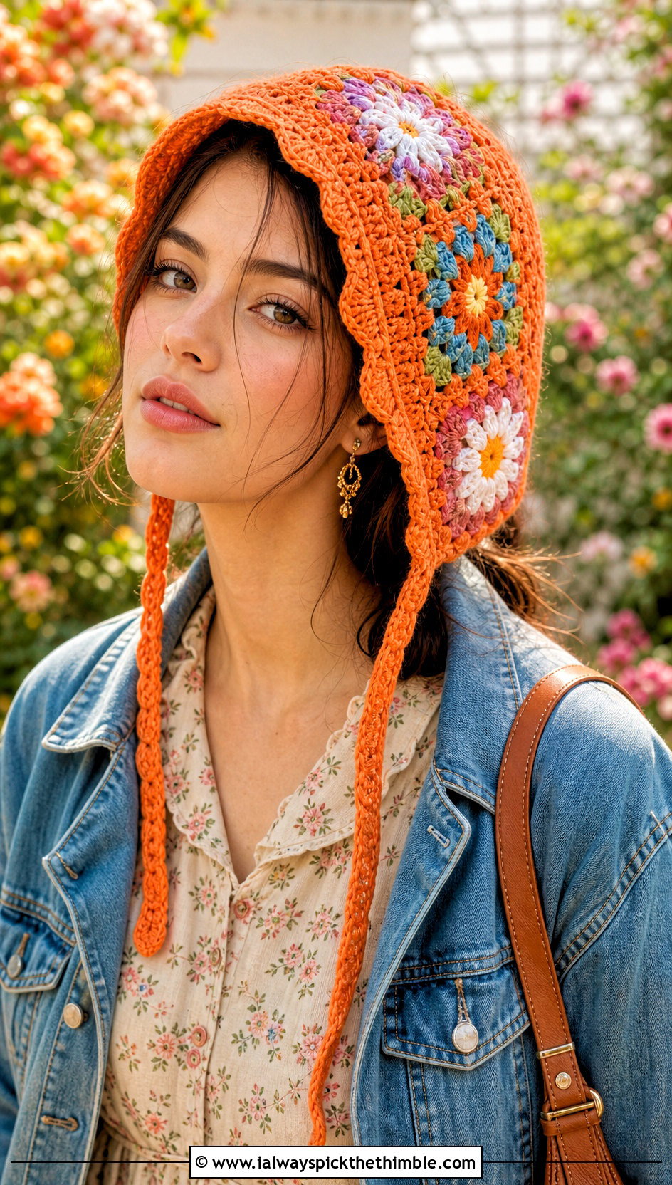 Granny Square Bonnet Hat With Prairie Dress - 25 granny square hat outfit ideas