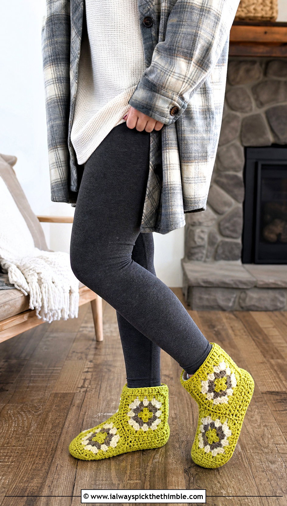 Granny Square Bootie Slippers With Leggings And A Shacket - 25 granny square slippers outfit ideas