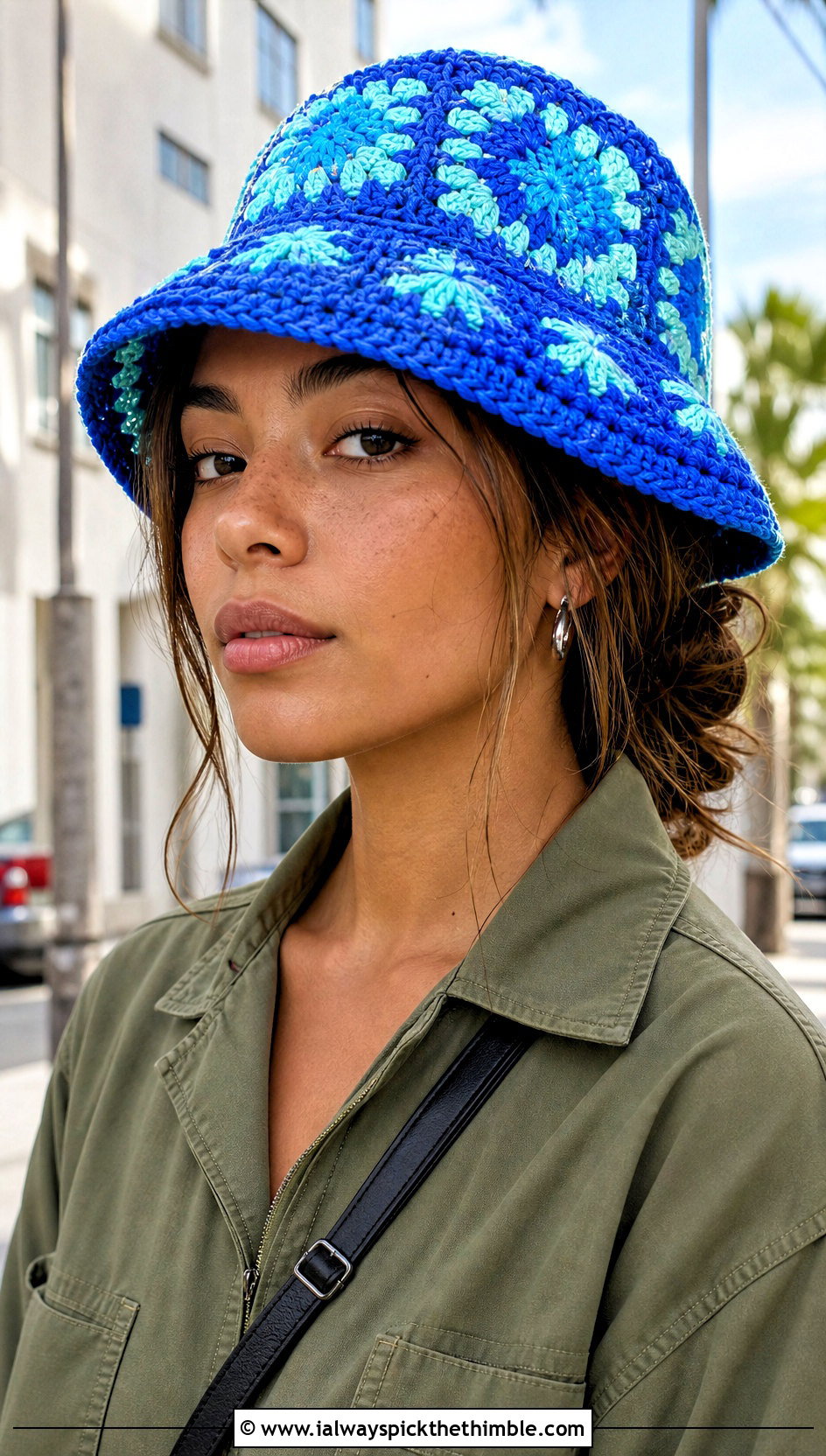 Granny Square Bucket Hat With Utility Jumpsuit - 25 Granny Square Outfit ideas
