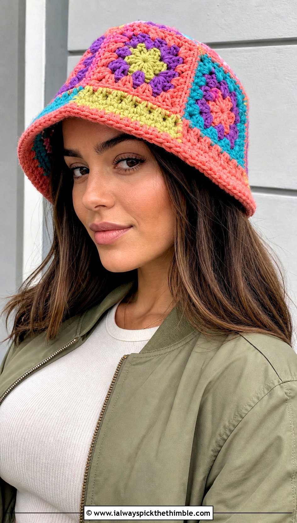 Granny Square Bulky Crochet Hat With Cargo Pants - 15 Easy Bulky Crochet Hat outfit ideas