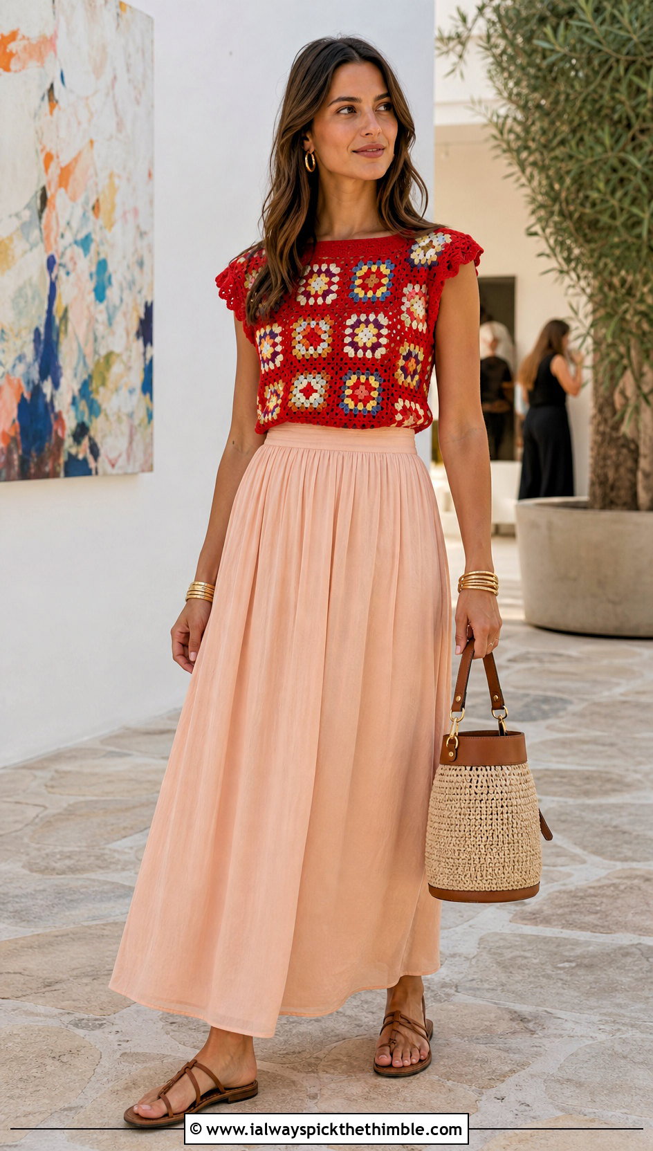 Granny Square Buttercup Crochet Top With Maxi Skirt - 20 Buttercup Crochet Top outfit ideas