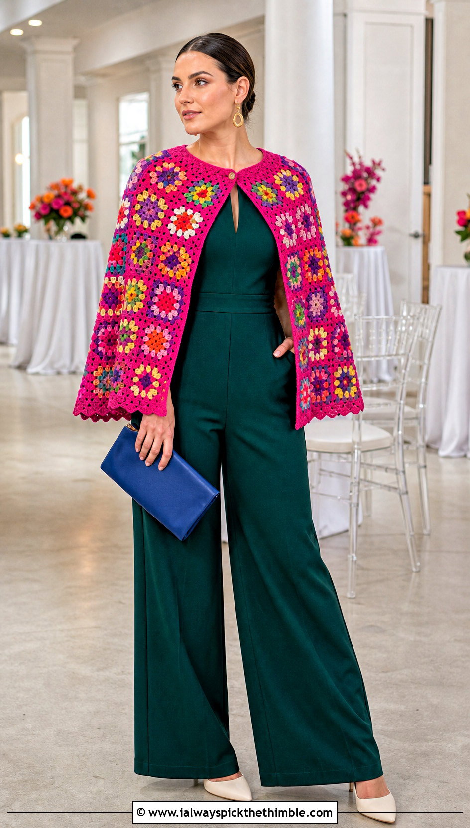 Granny Square Cape With Tailored Jumpsuit - 25 granny square clothing and outfit ideas