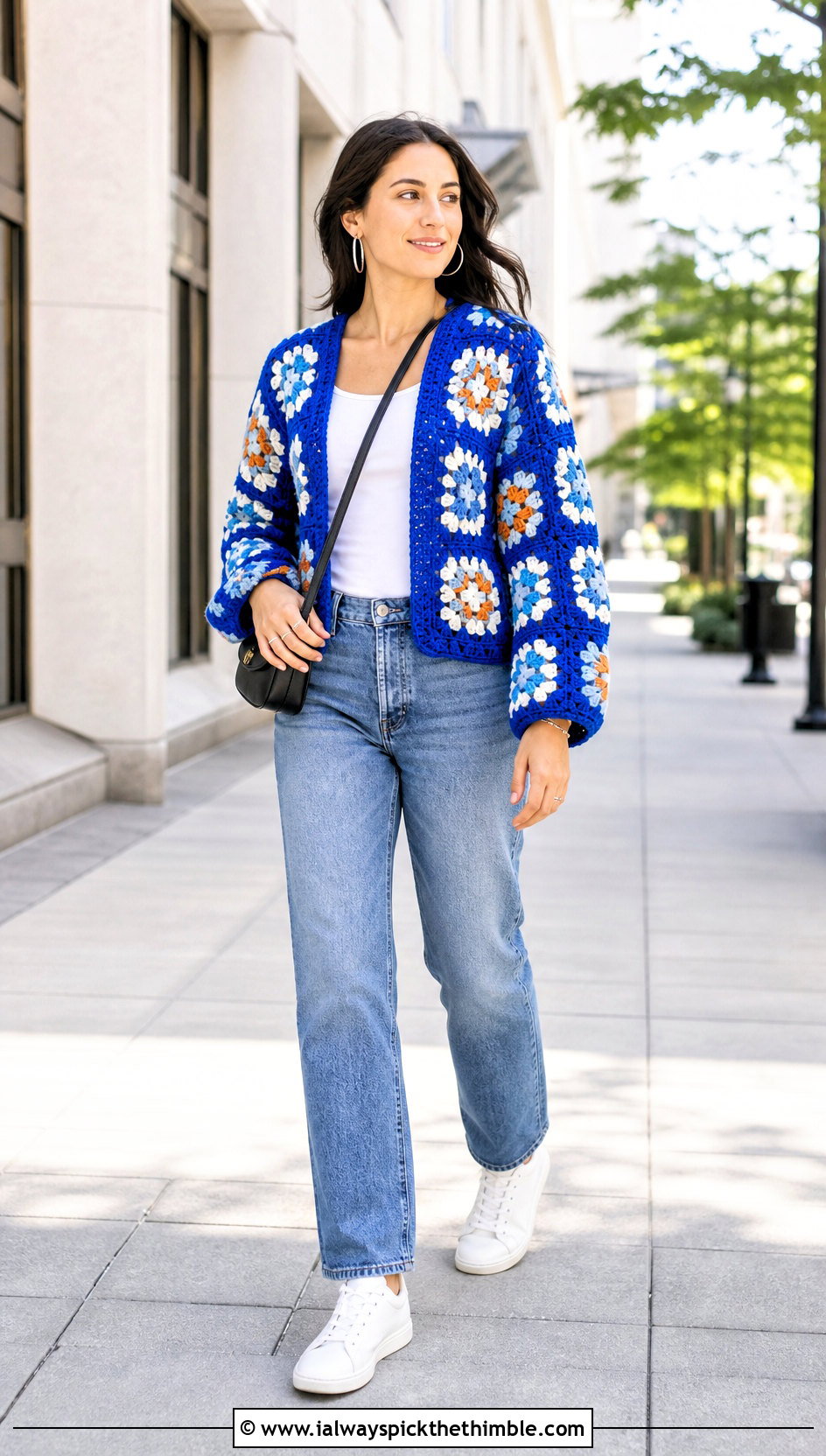 Granny Square Cardigan With Straight Leg Jeans - 20 crochet granny square clothing and outfit ideas