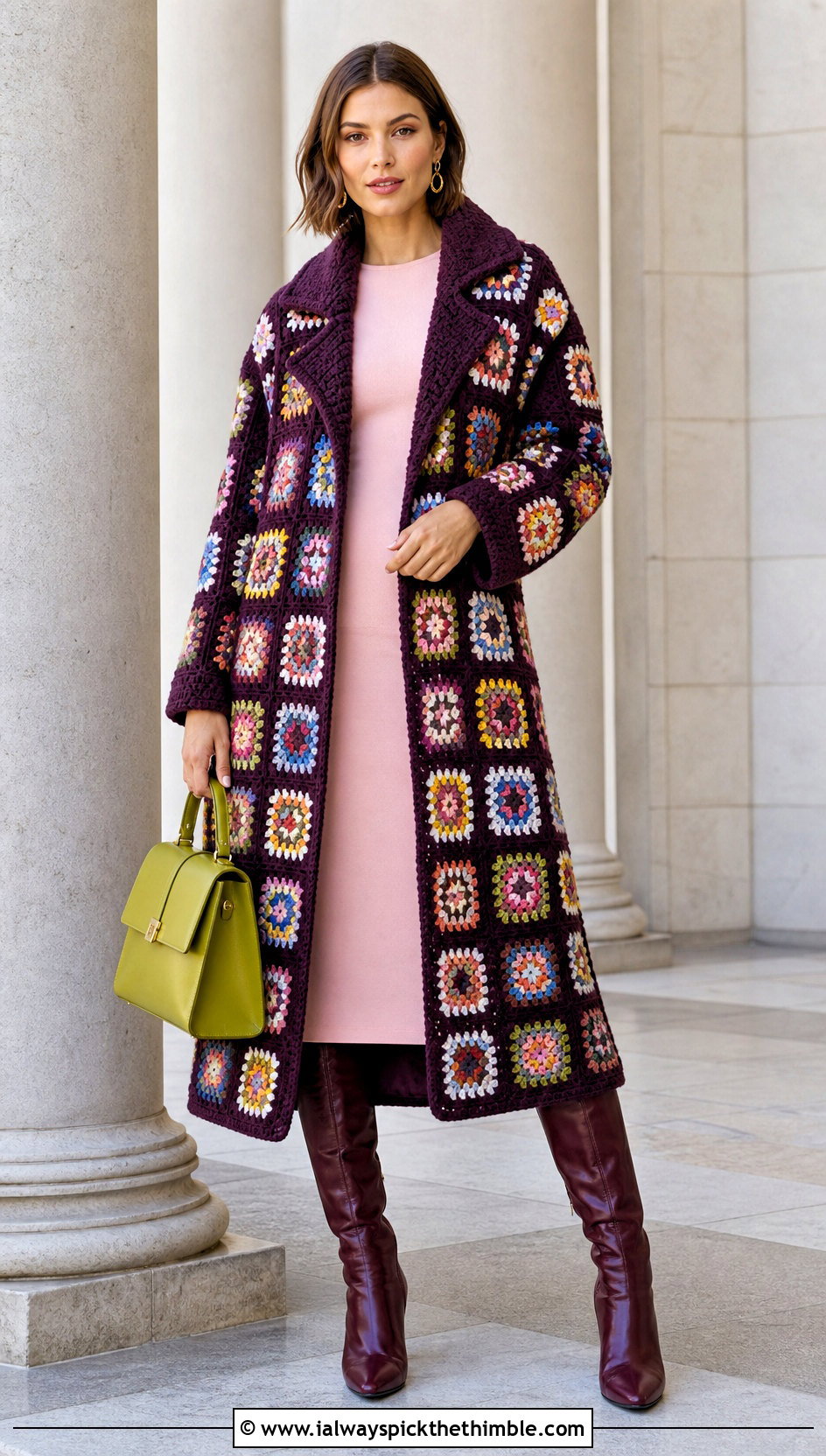 Granny Square Coat With Column Dress - 25 granny square clothing and outfit ideas
