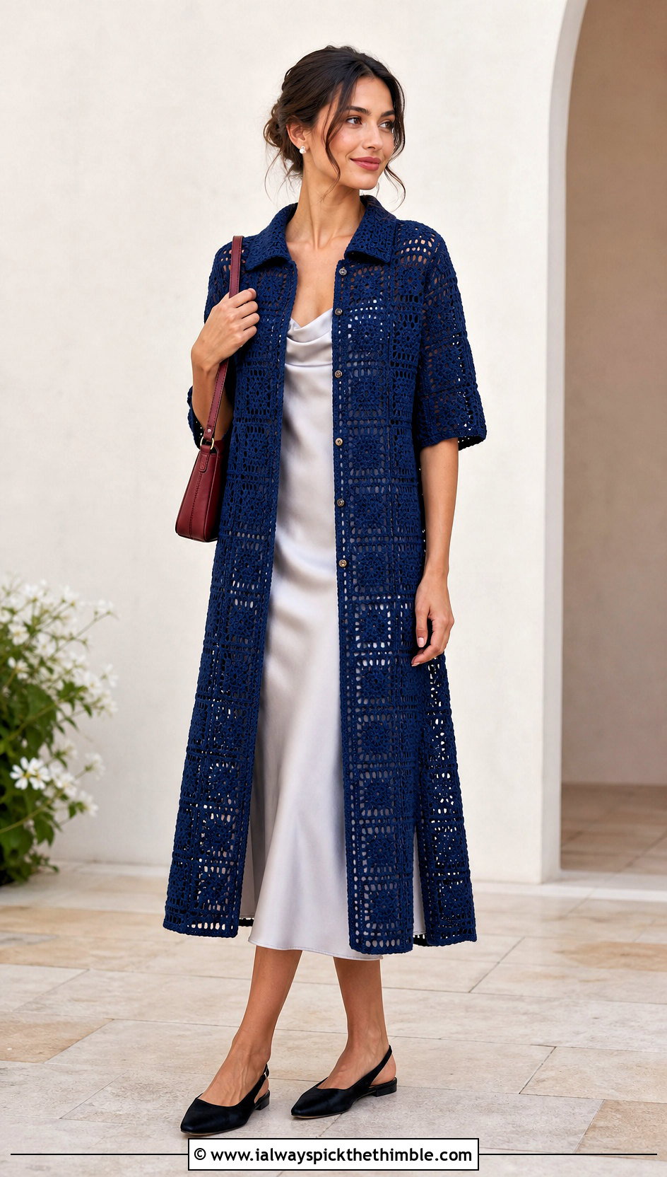 Granny Square Collared Cover Up With A Slip Dress - 25 granny square cover up outfit ideas