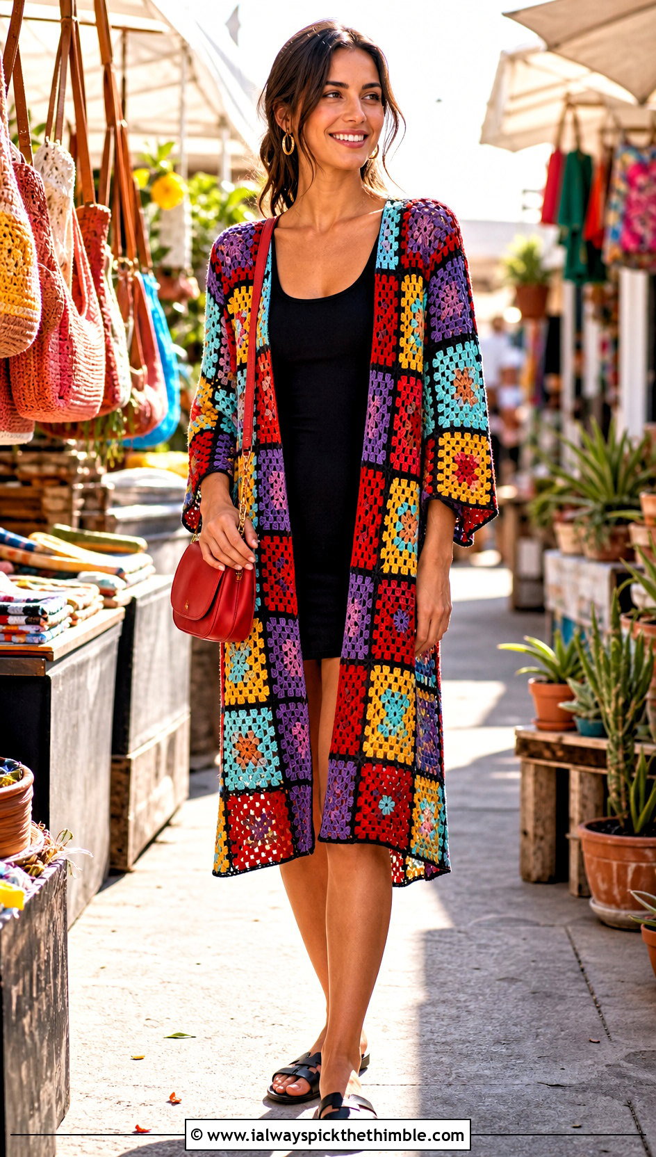 Granny Square Cover Up Dress With Tank Dress - 25 crochet summer cover up outfit ideas