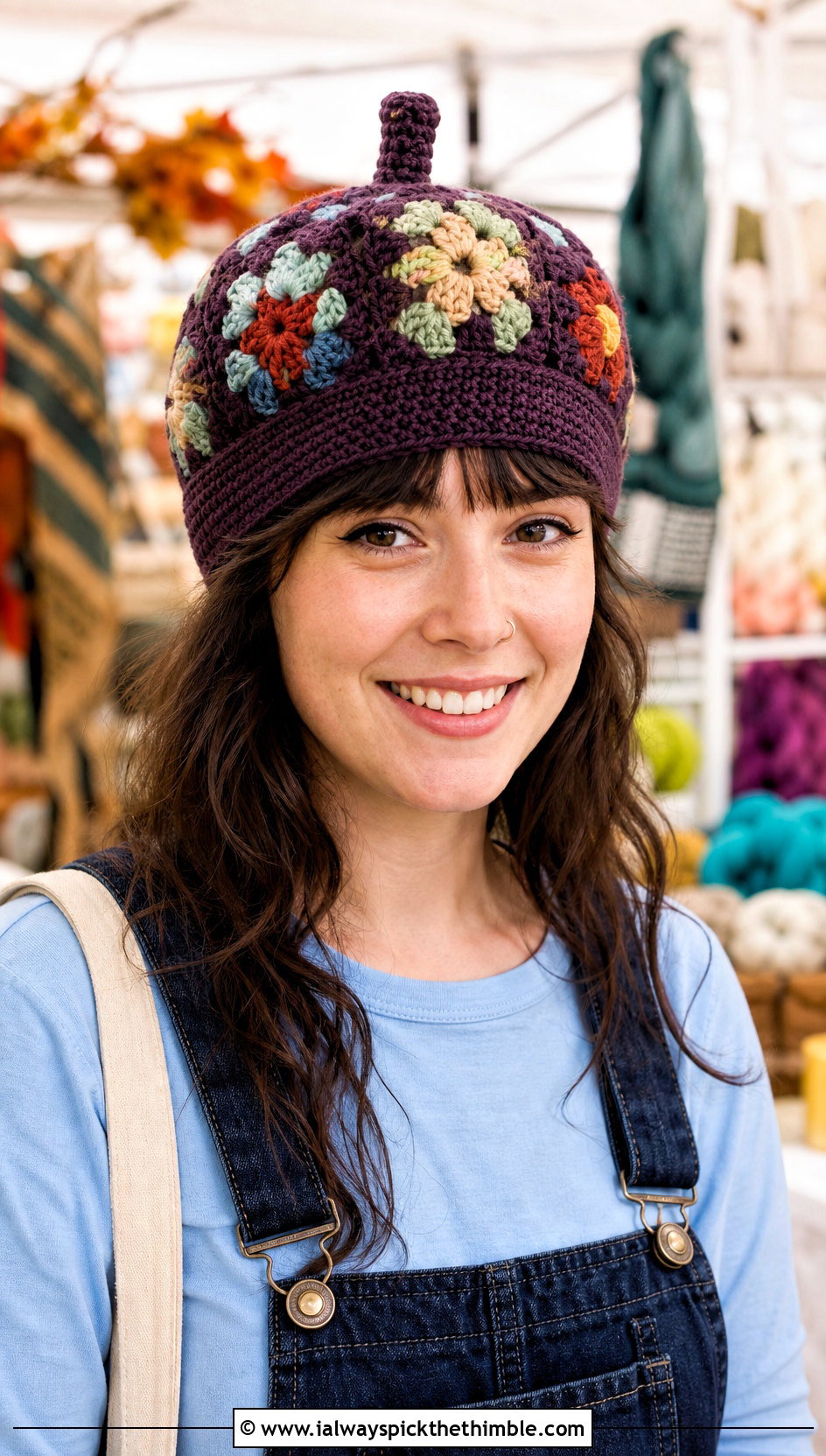 Granny Square Crochet Acorn Hat With Overalls - 20 crochet acorn hat outfit ideas