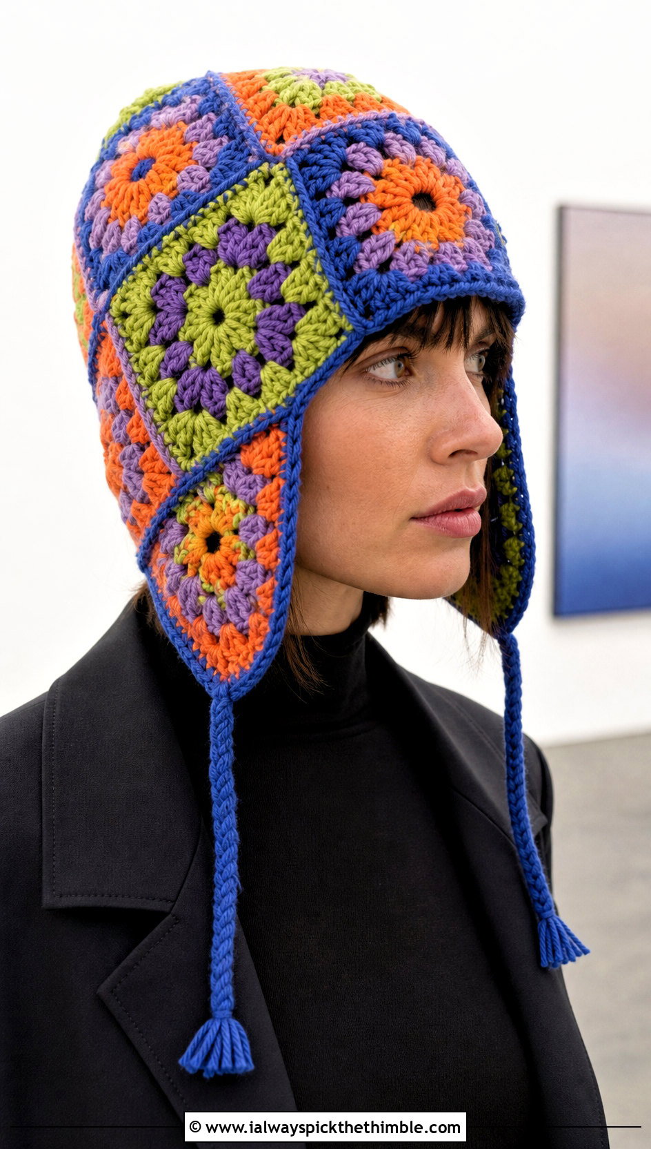 Granny Square Crochet Aviator Hat With Minimal Basics - 20 crochet aviator hat outfit ideas