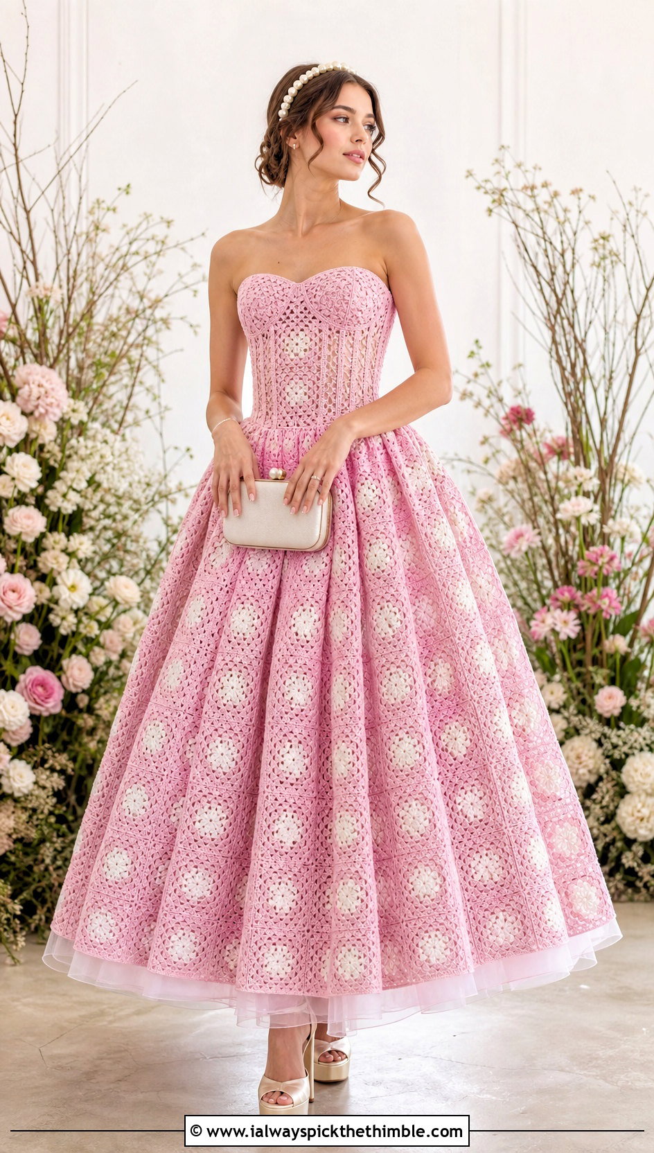 Granny Square Crochet Ball Gown - 15 Handmade Crochet Bridal Gown outfit ideas